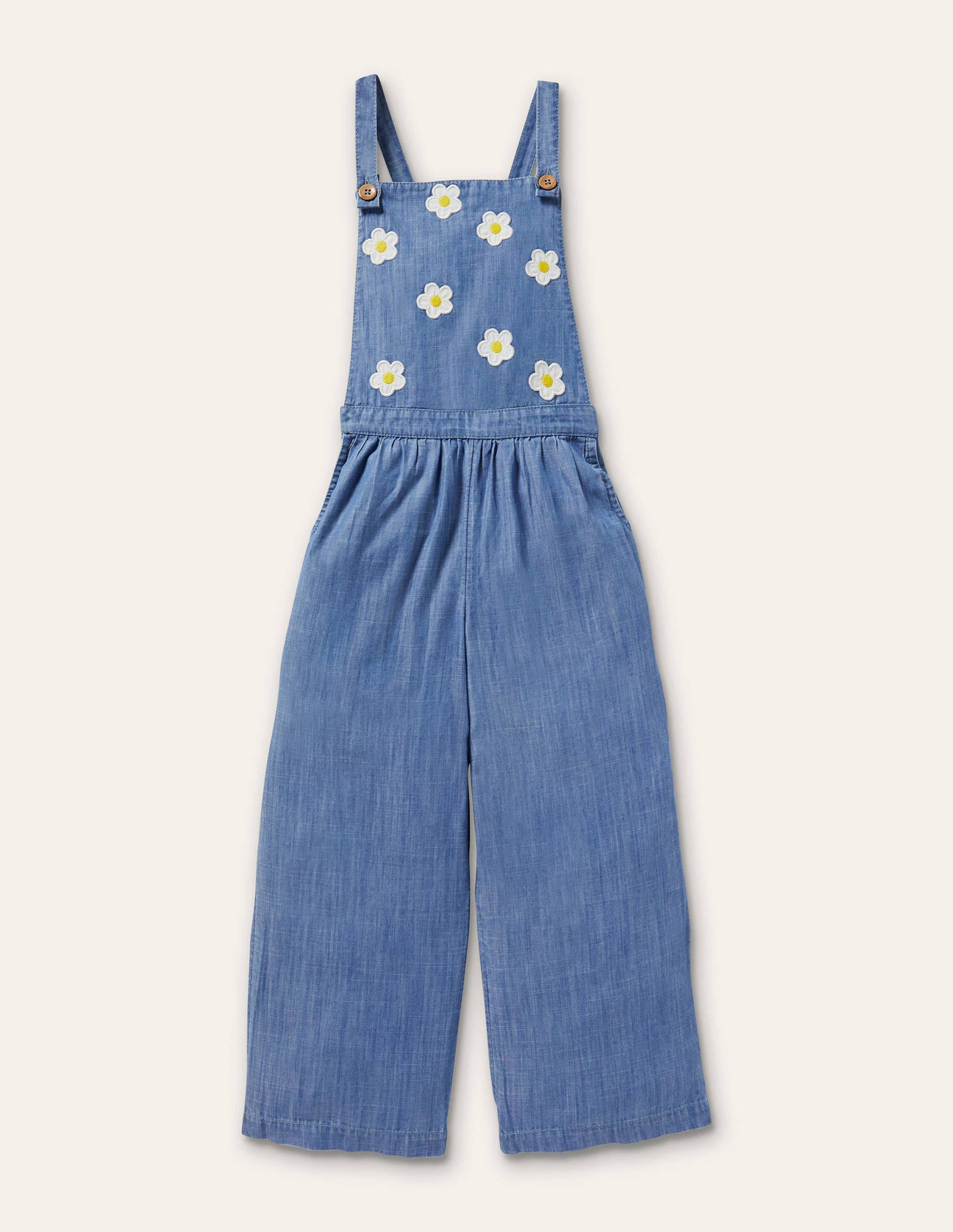 Salopette à motif floral-Pâquerettes chambray-1