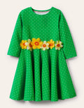 Flutter Detail Twirly Dress-Aloe Green Spot