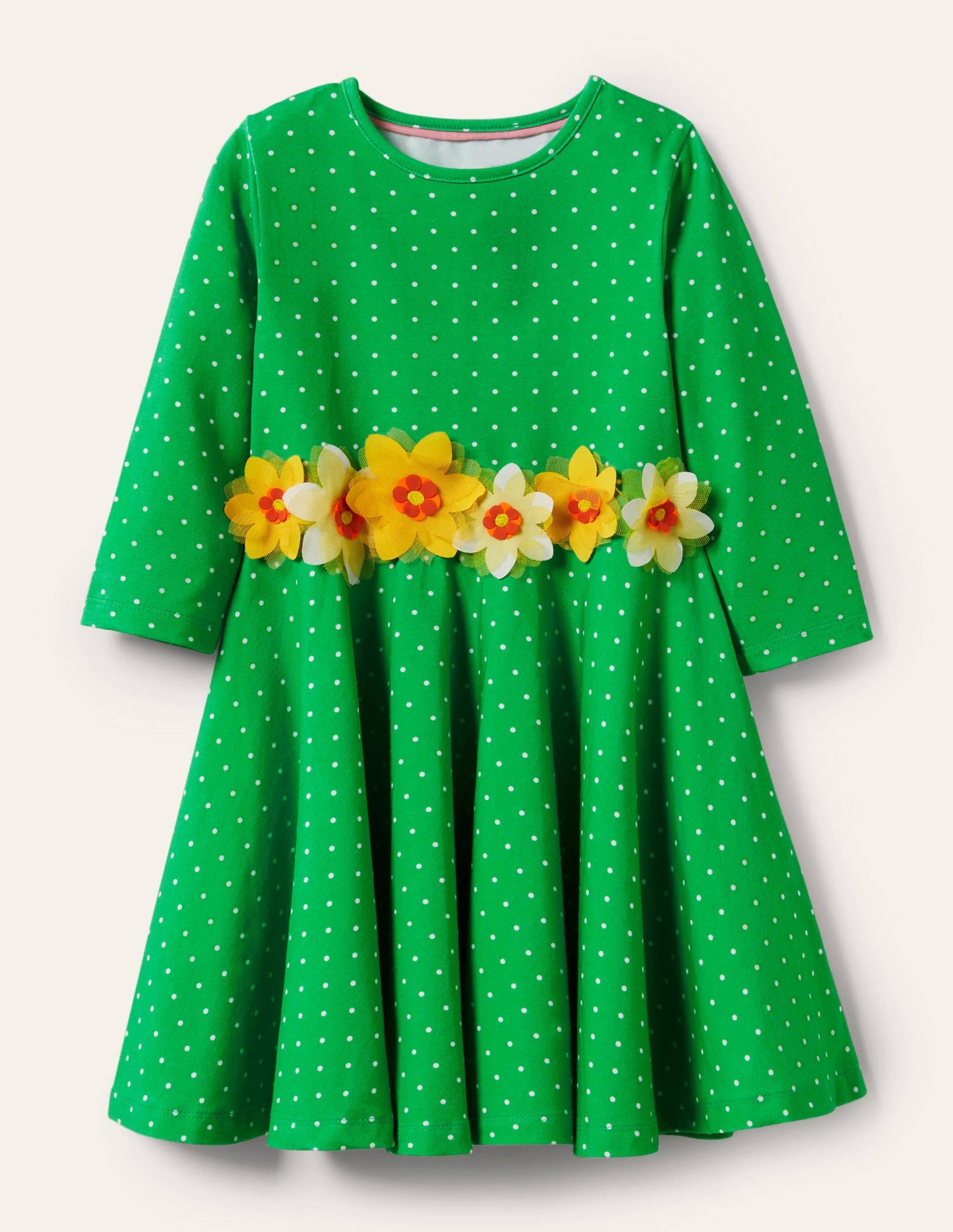 Flutter Detail Twirly Dress-Aloe Green Spot