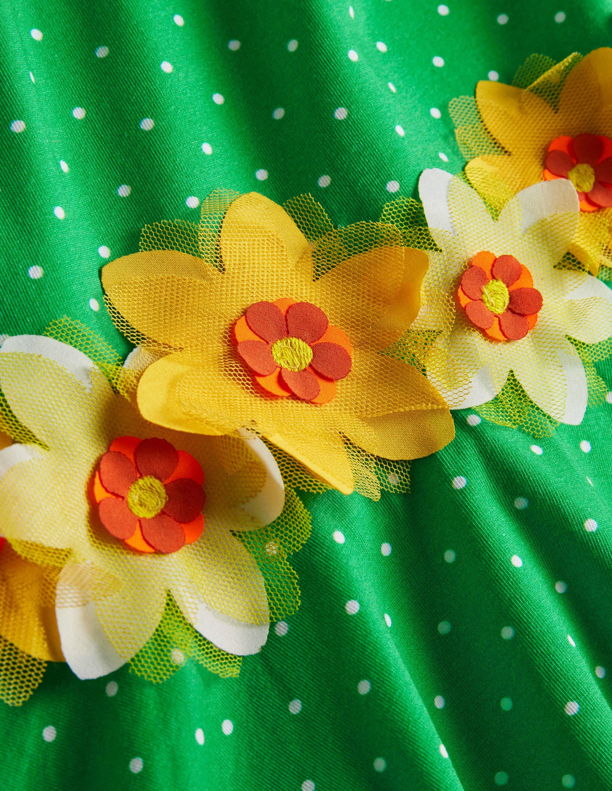 Ausgestelltes Kleid mit Flatterdetail-Aloe-Vera-Grün, Getupft - Image 3