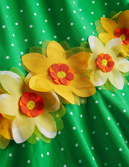 Flutter Detail Twirly Dress-Aloe Green Spot-4