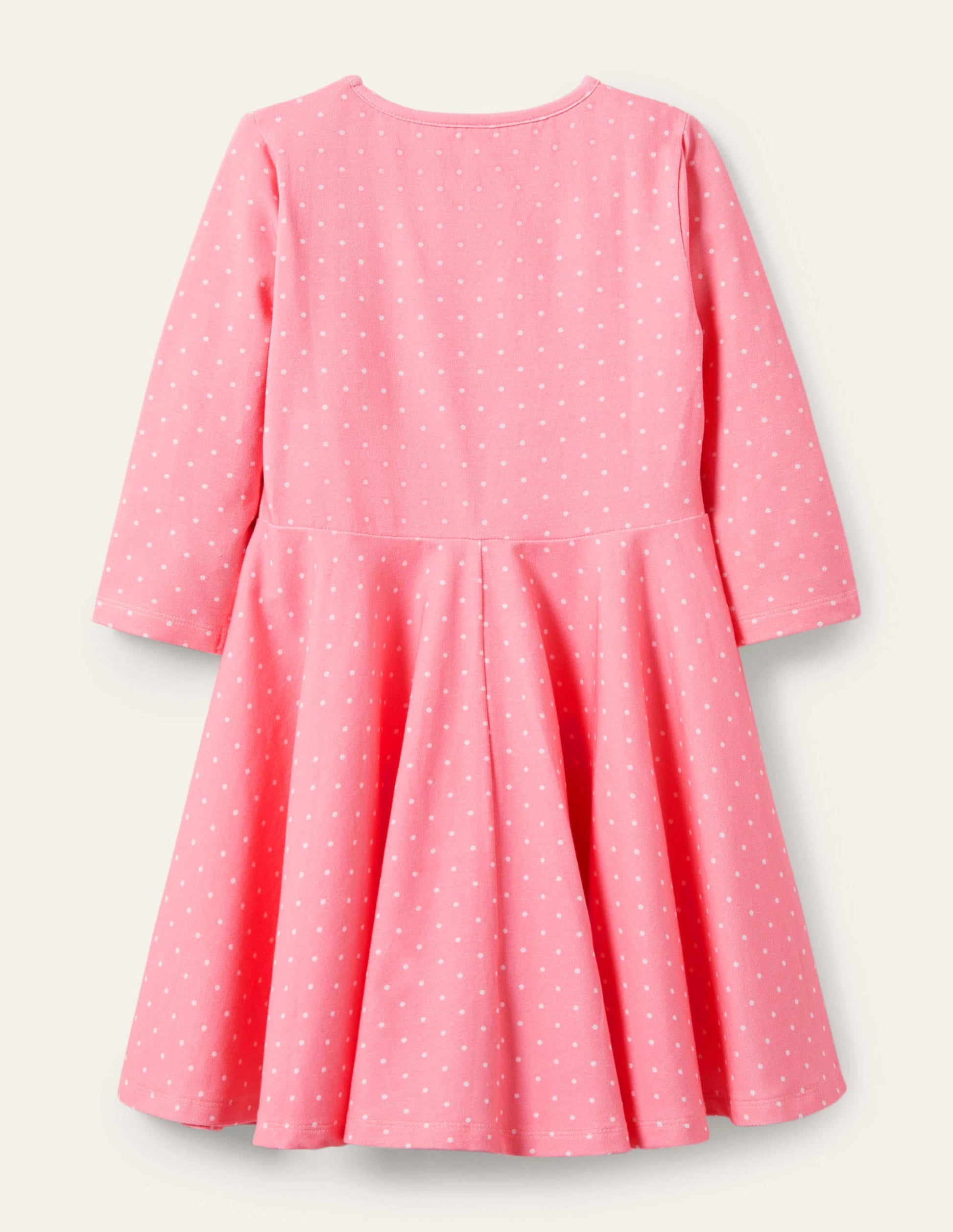 Ausgestelltes Kleid mit Flatterdetail-Hellrosa, Getupft-2