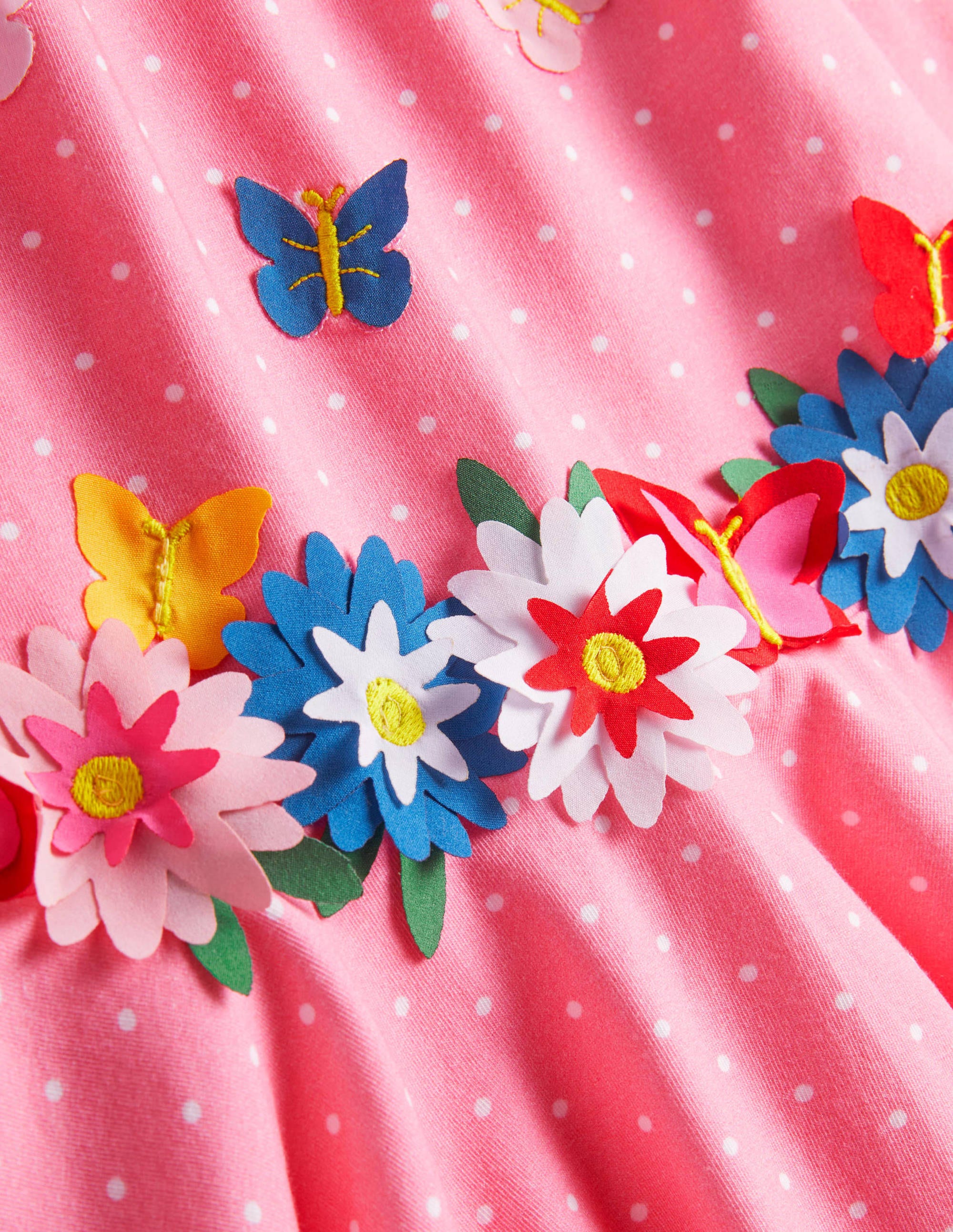 Robe tournoyante à détail vaporeux-Pois rose limonade - Image 3