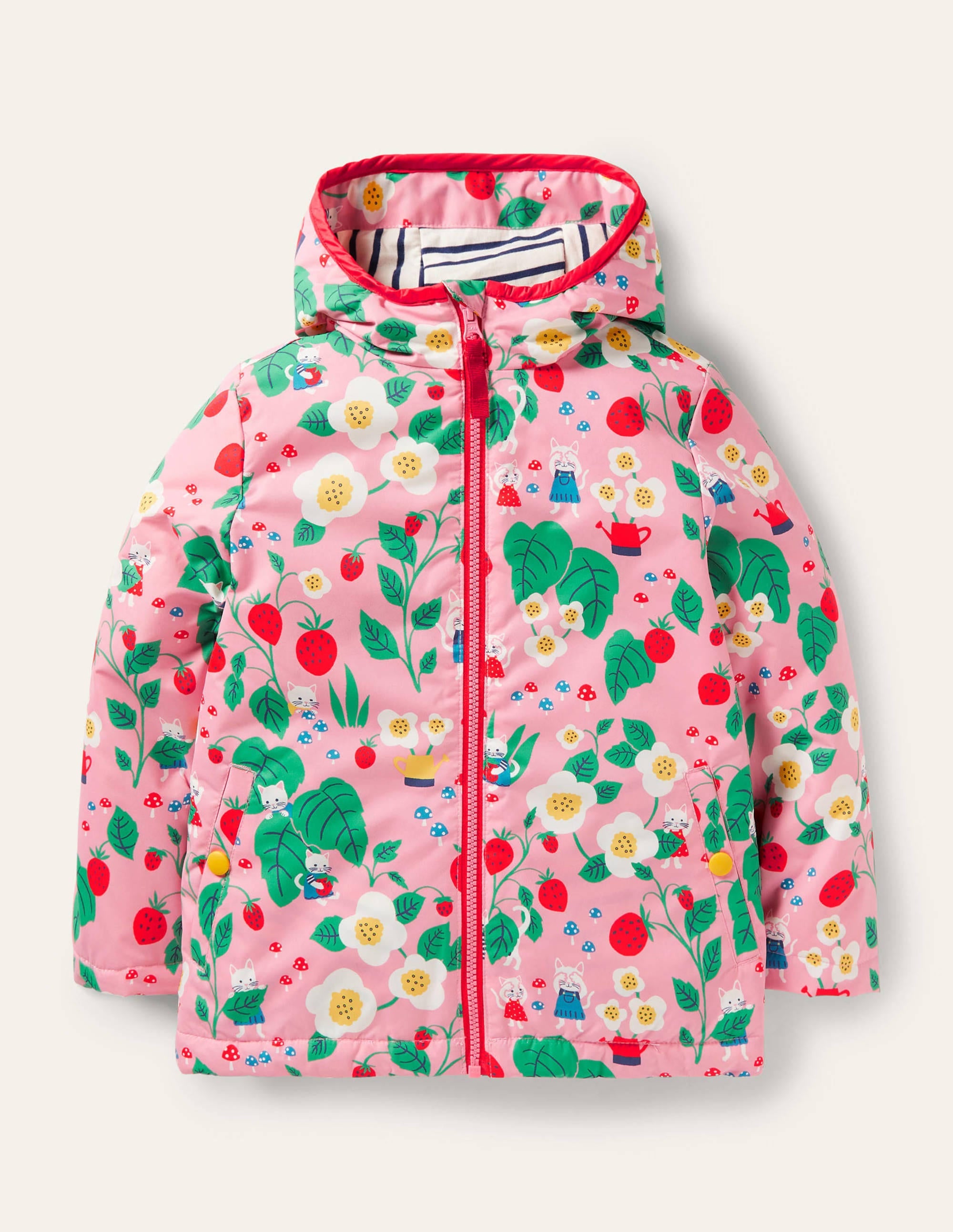 Manteau imperméable doublé de jersey-Motif Strawberry Patch limonade rose - Image 1