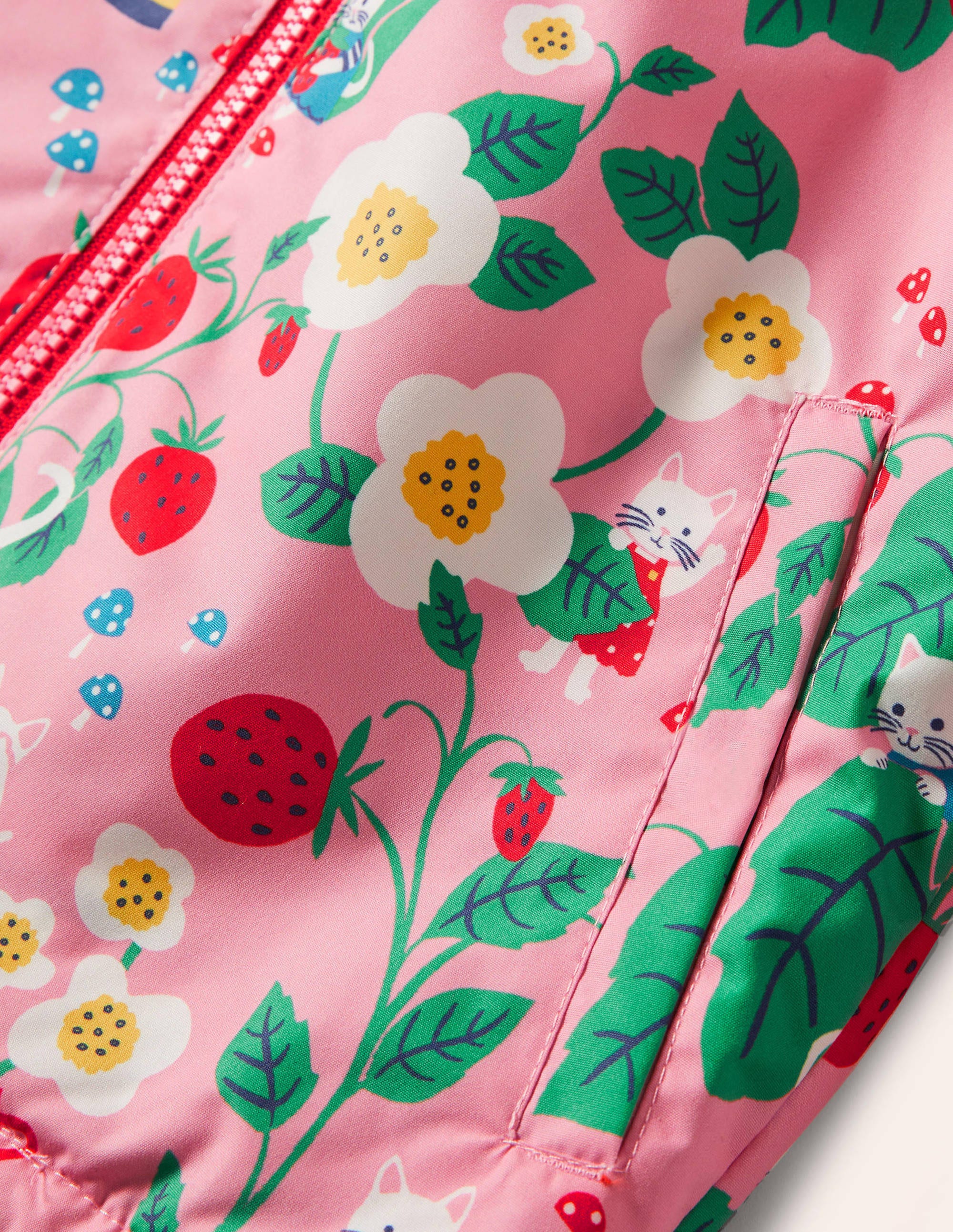 Manteau imperméable doublé de jersey-Motif Strawberry Patch limonade rose - Image 3