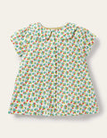 Top à col imprimé-Motif Berry Blossom ivoire