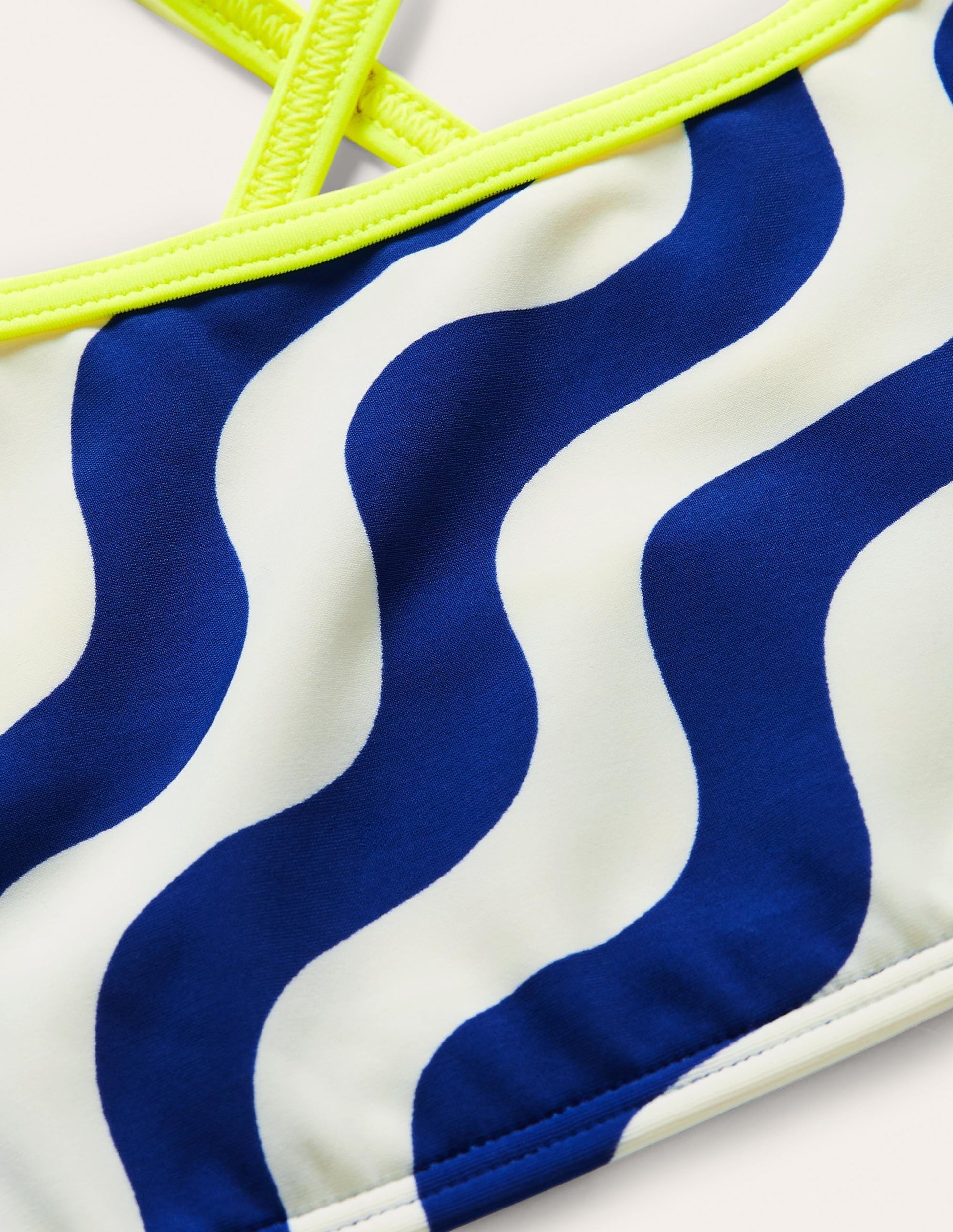 Gemustertes Bikini-Oberteil-Naturweiß/Blau, Welle-3
