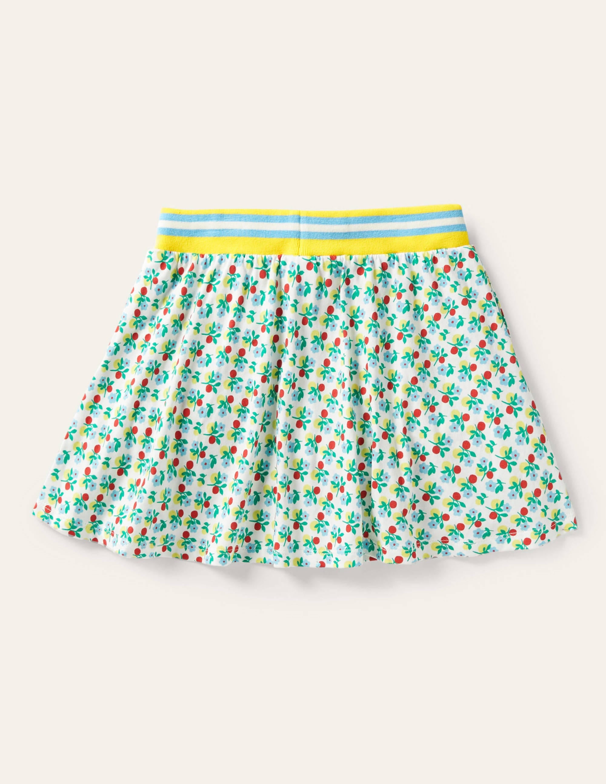 Gemusterter Jersey-Skort-Naturweiß, Beerenblüte - Image 2