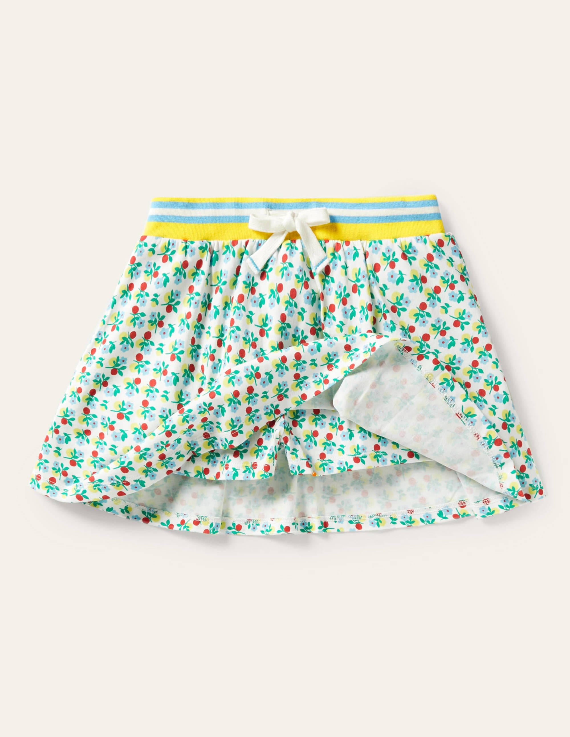 Gemusterter Jersey-Skort-Naturweiß, Beerenblüte - Image 3