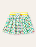 Gemusterter Jersey-Skort-Naturweiß, Beerenblüte