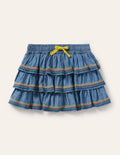 Gestufter Webskort-Mittleres Vintageblau, Denim