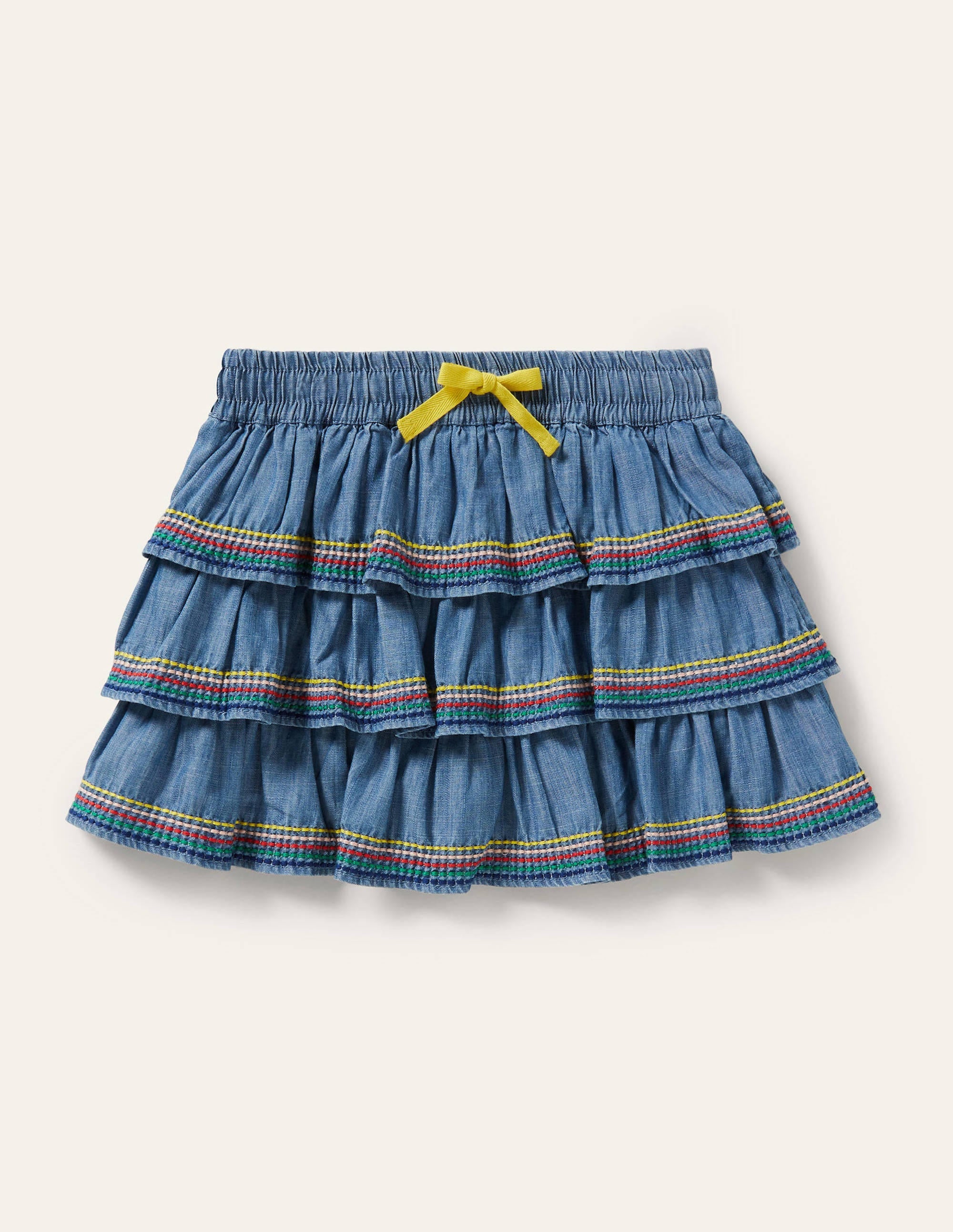 Gestufter Webskort-Mittleres Vintageblau, Denim - Image 1