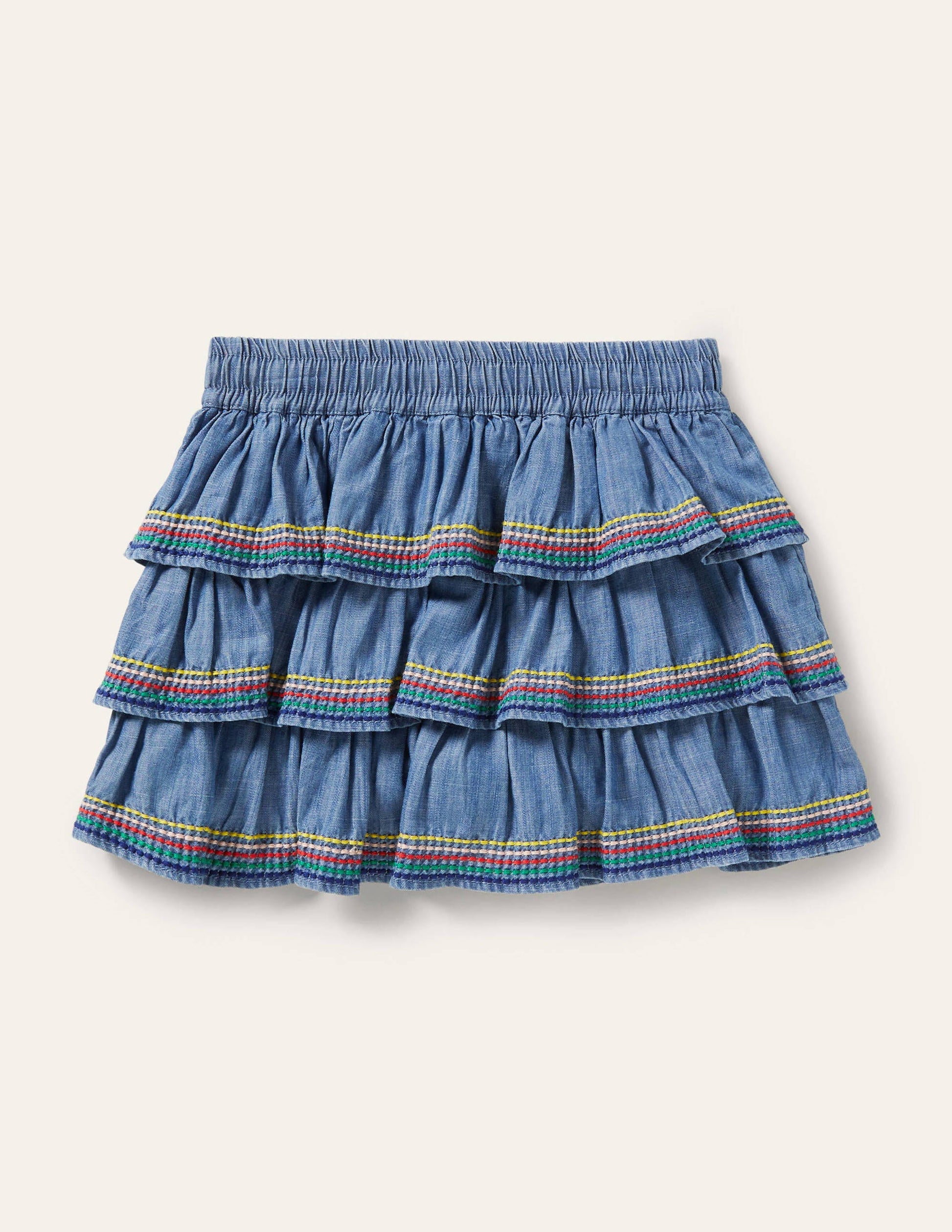 Gestufter Webskort-Mittleres Vintageblau, Denim-2