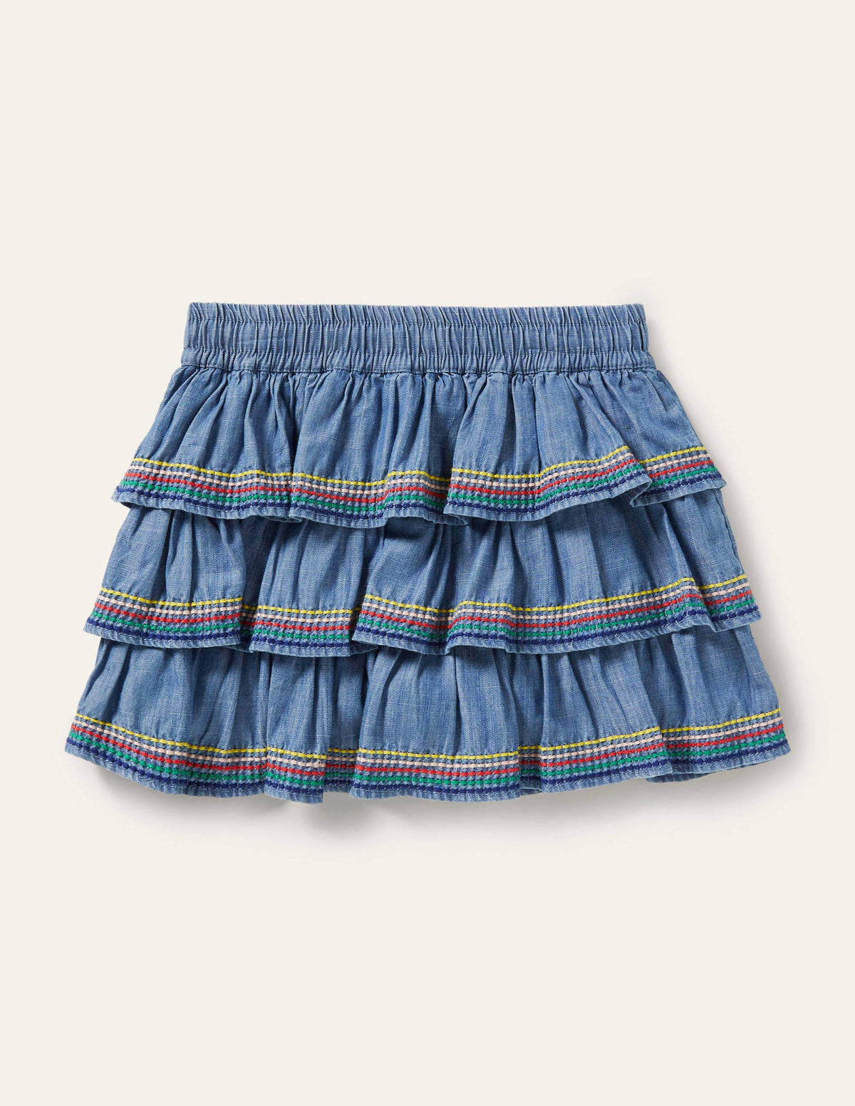 Gestufter Webskort-Mittleres Vintageblau, Denim - Image 2