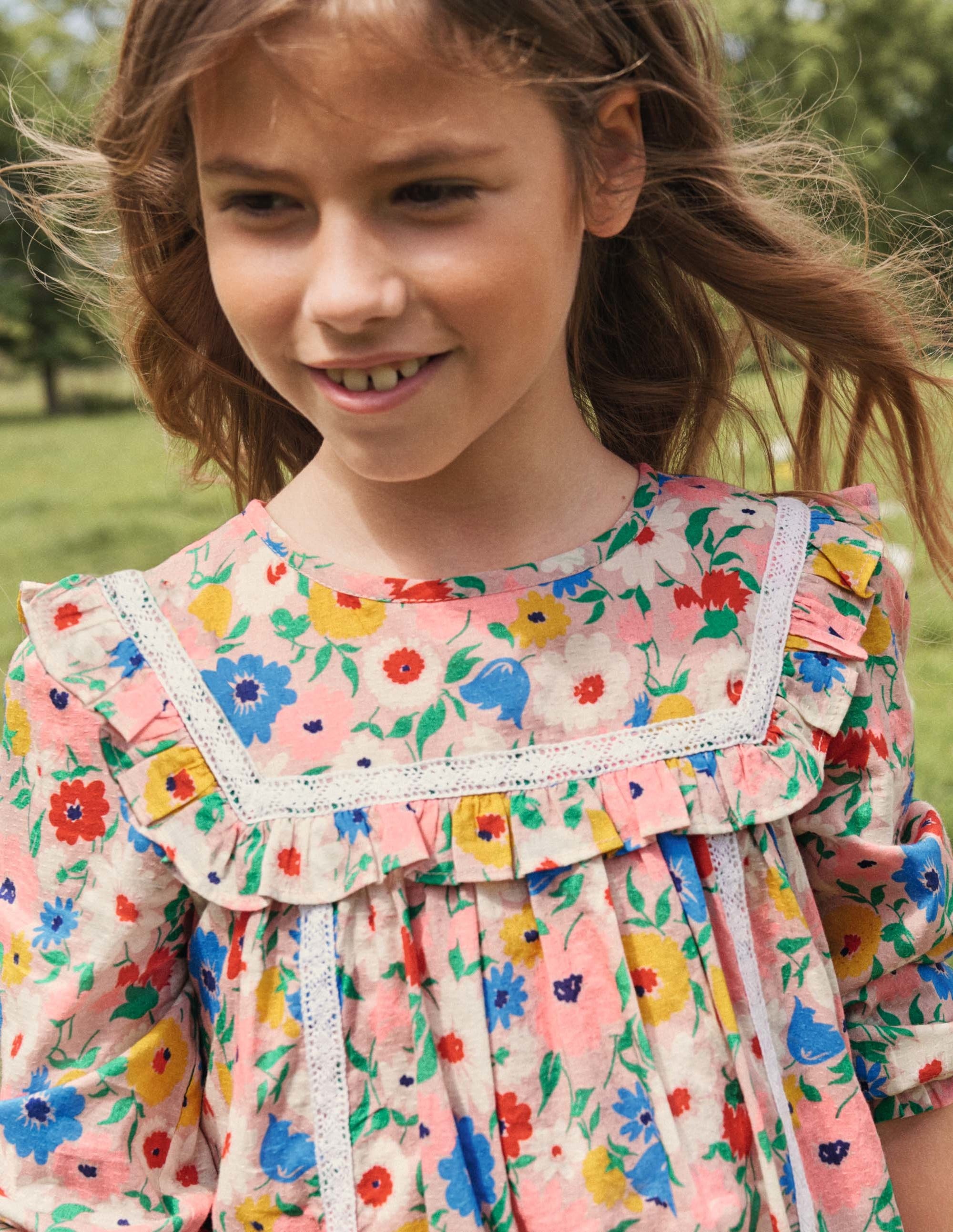 Robe manches longues à fleurs-Motif Painterly Floral rose boto - Image 4