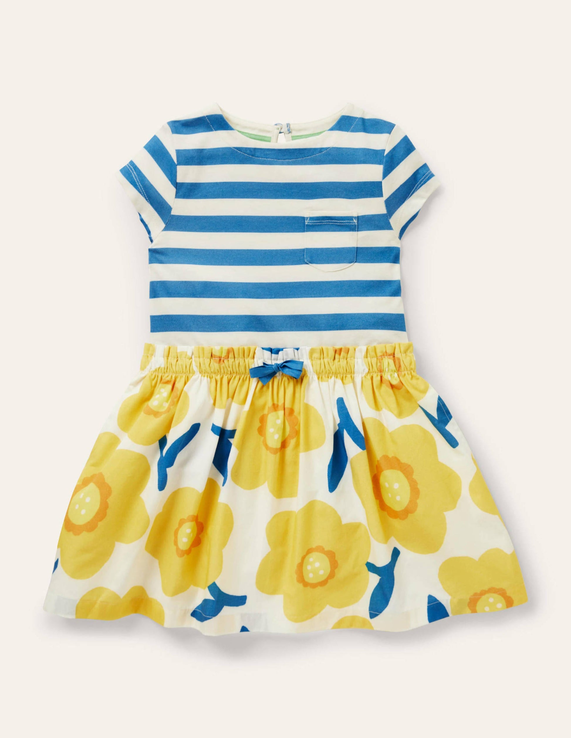 Kurzärmliges Kleid mit Mustermix-Maisgelb, Narzissen-1