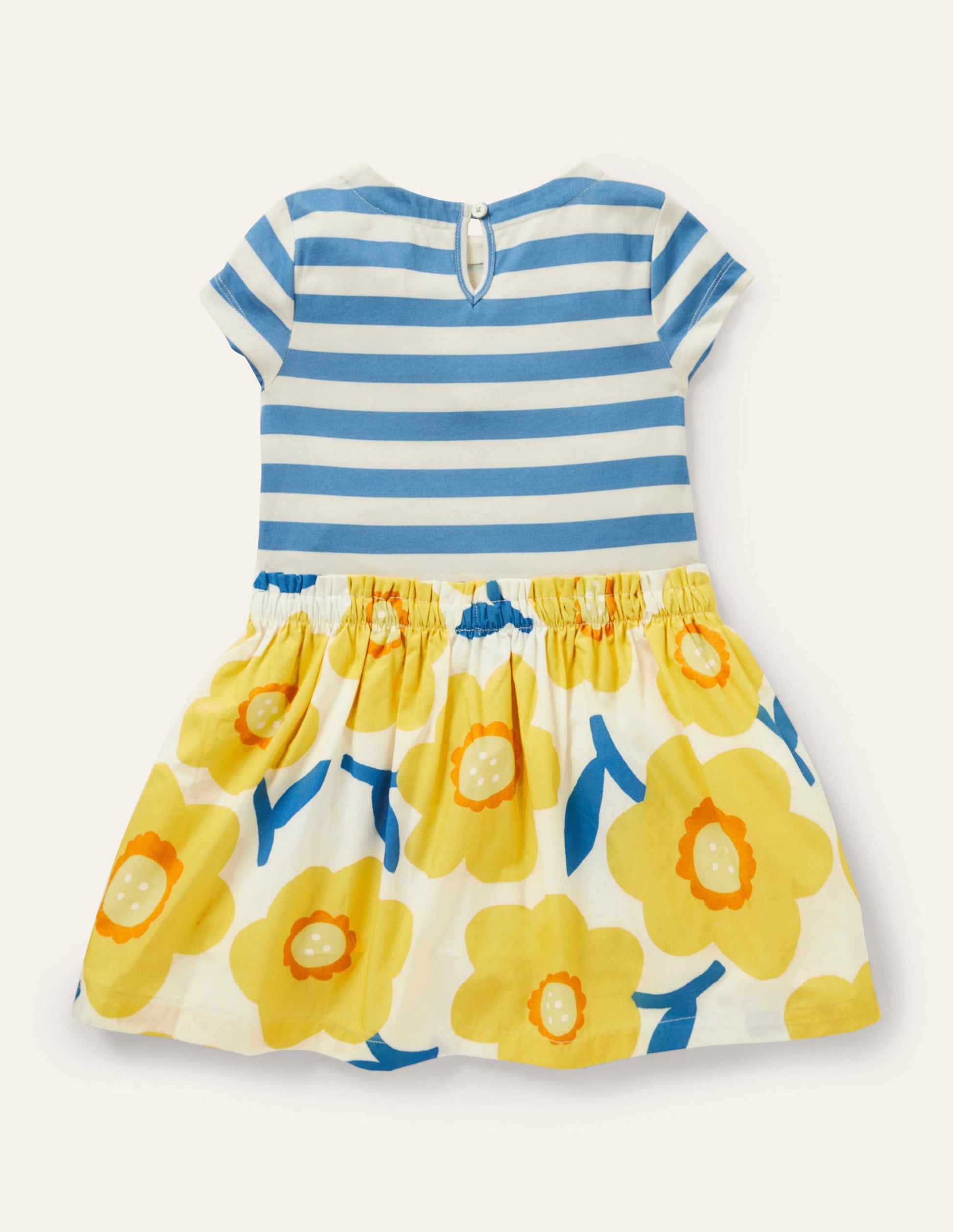 Kurzärmliges Kleid mit Mustermix-Maisgelb, Narzissen-2