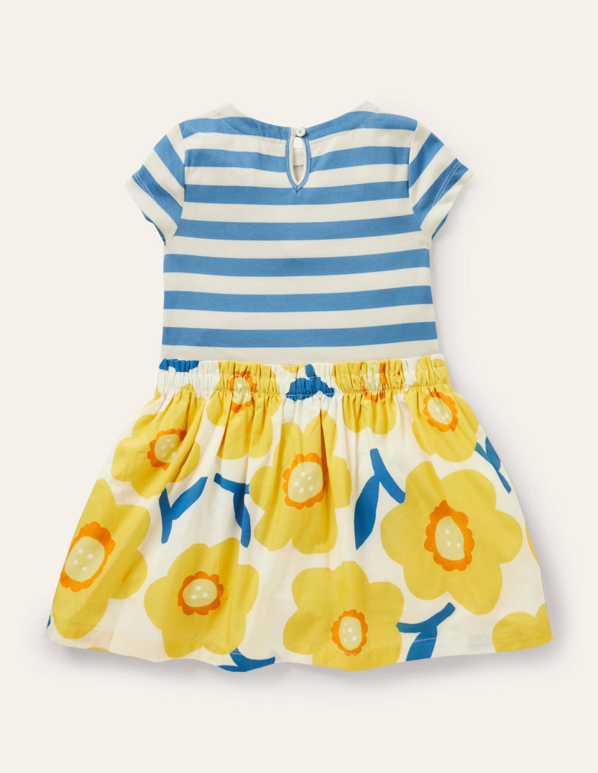 Kurzärmliges Kleid mit Mustermix-Maisgelb, Narzissen - Image 2