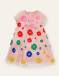 Tulle Flower Dress-Boto Pink