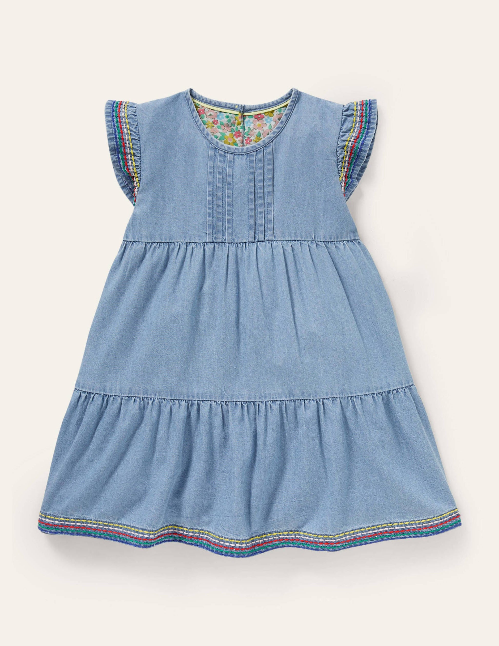 Denim-Tunika mit Regenbogennähten-Faux-Uni-1