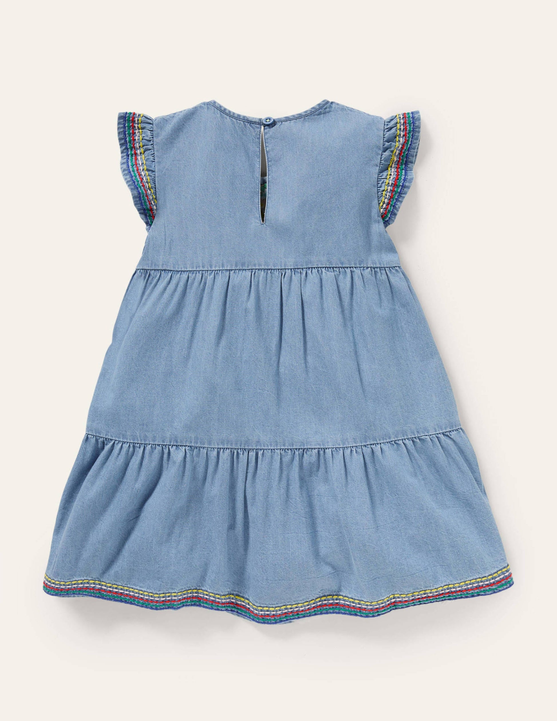 Denim-Tunika mit Regenbogennähten-Faux-Uni-2