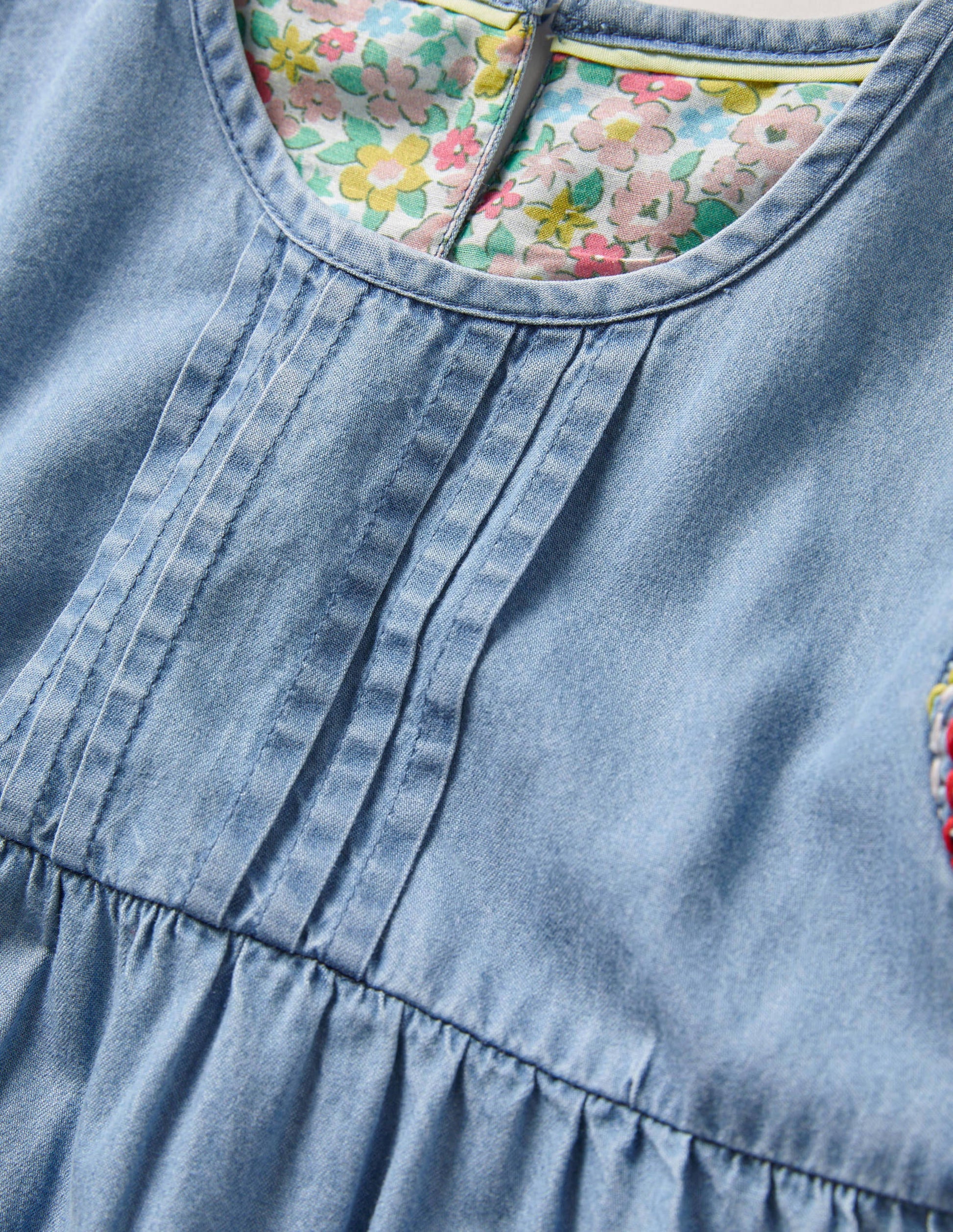 Denim-Tunika mit Regenbogennähten-Faux-Uni-3