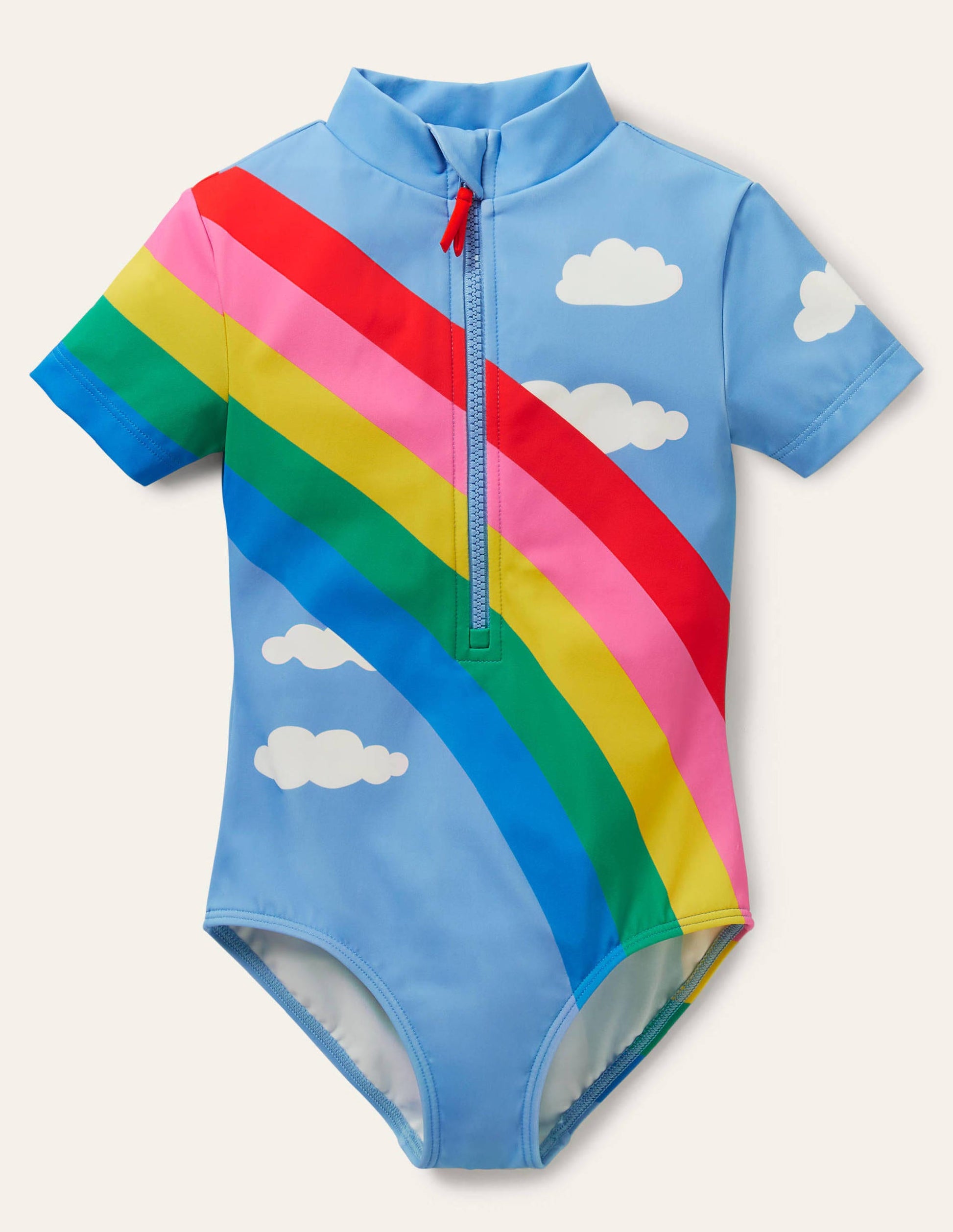 Kurzärmliger Badeanzug-Regenbogen/Wolken-1