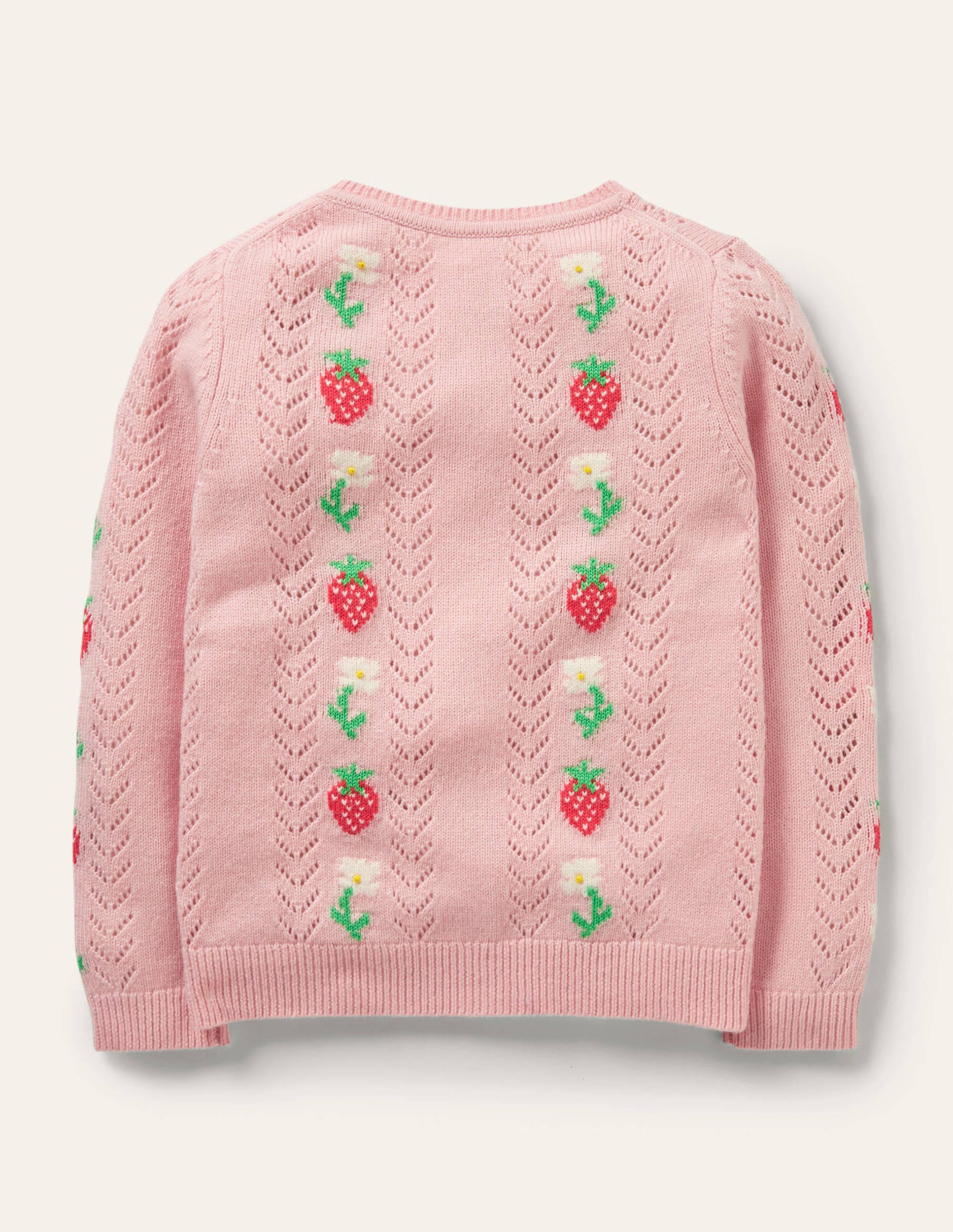 Cosy Pointelle Cardigan-Provence Pink Strawberries - Image 2