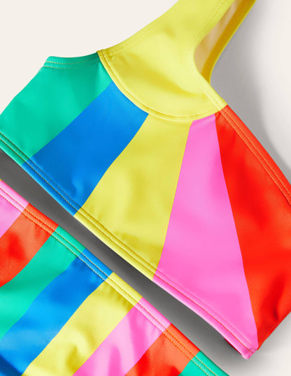 One Shoulder Bikini Set-Multi Sunray-3