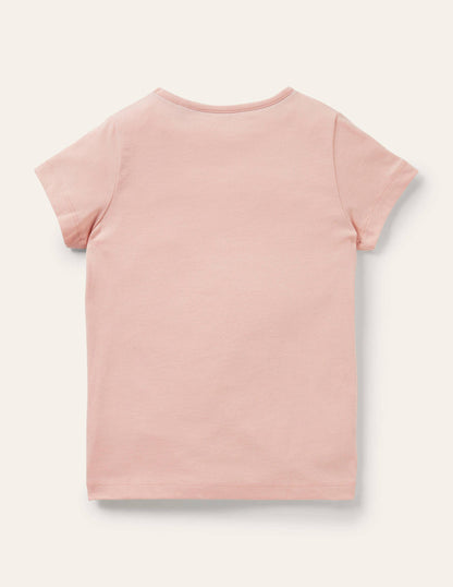 Kurzärmliges T-Shirt mit Muster-Rosa, „Here comes the sun“-Aufschrift-2