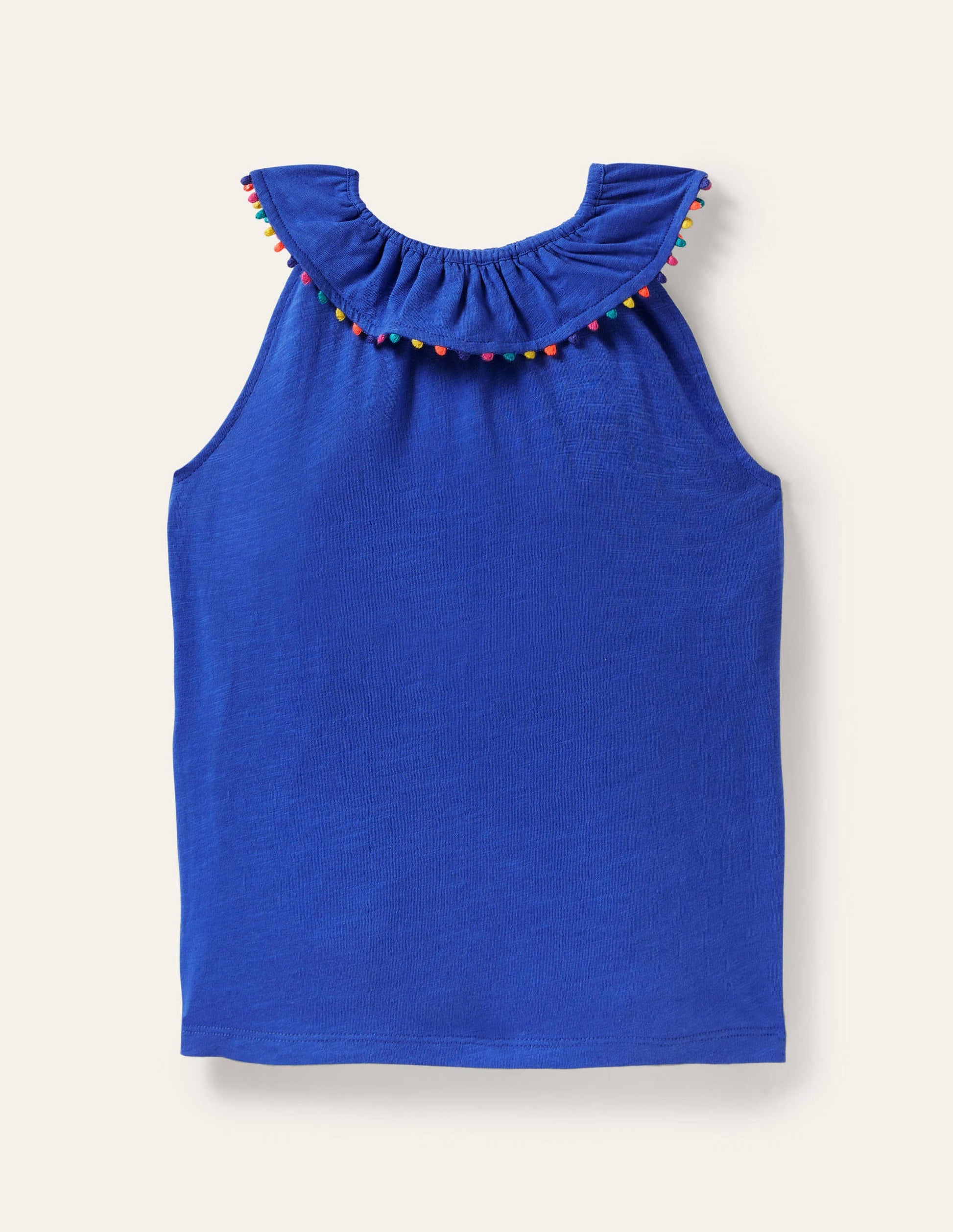 Débardeur Charlie en jersey à pompons-Bleu brillant-1