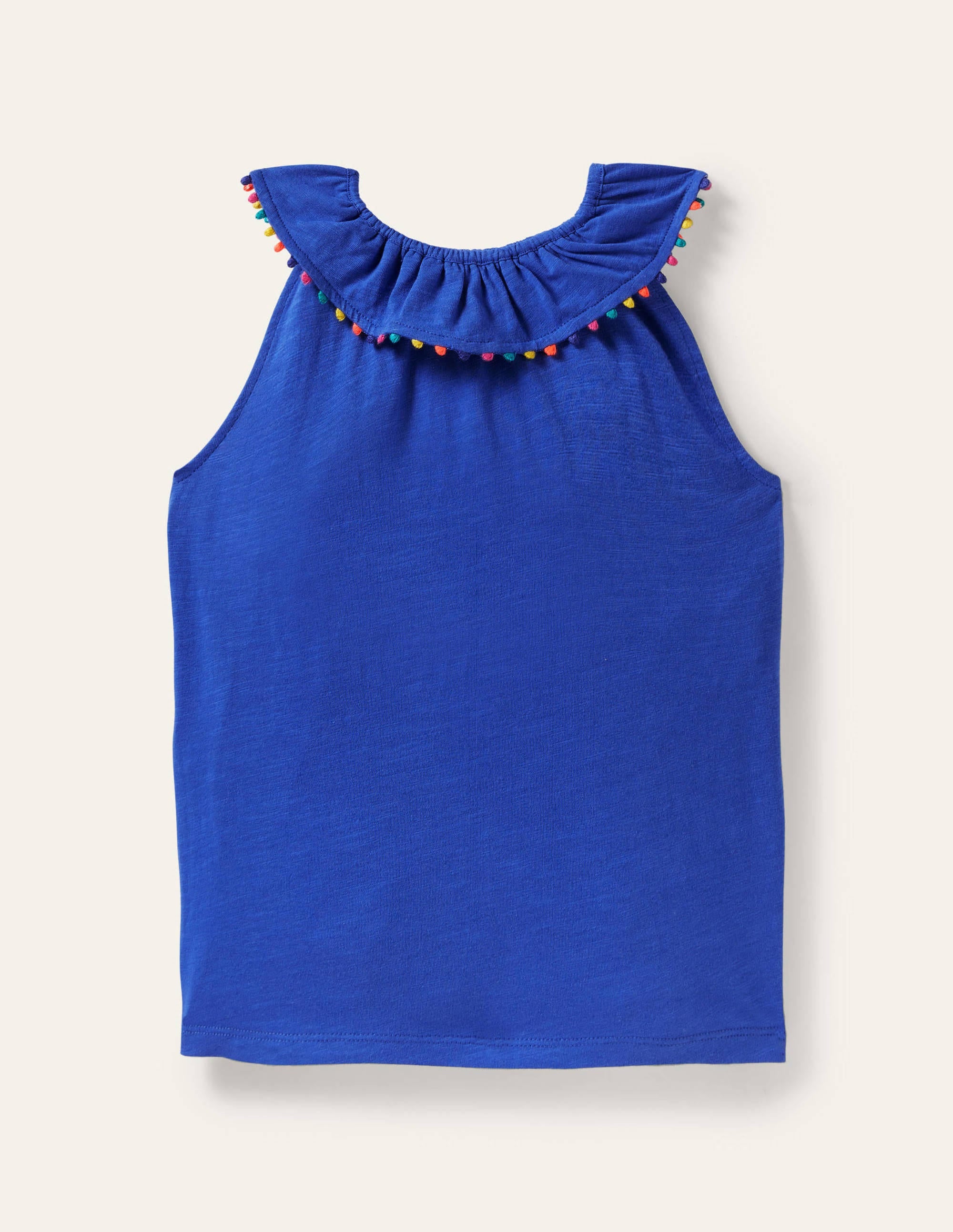 Débardeur Charlie en jersey à pompons-Bleu brillant - Image 1