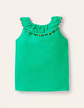 Débardeur Charlie en jersey à pompons-Vert tropical