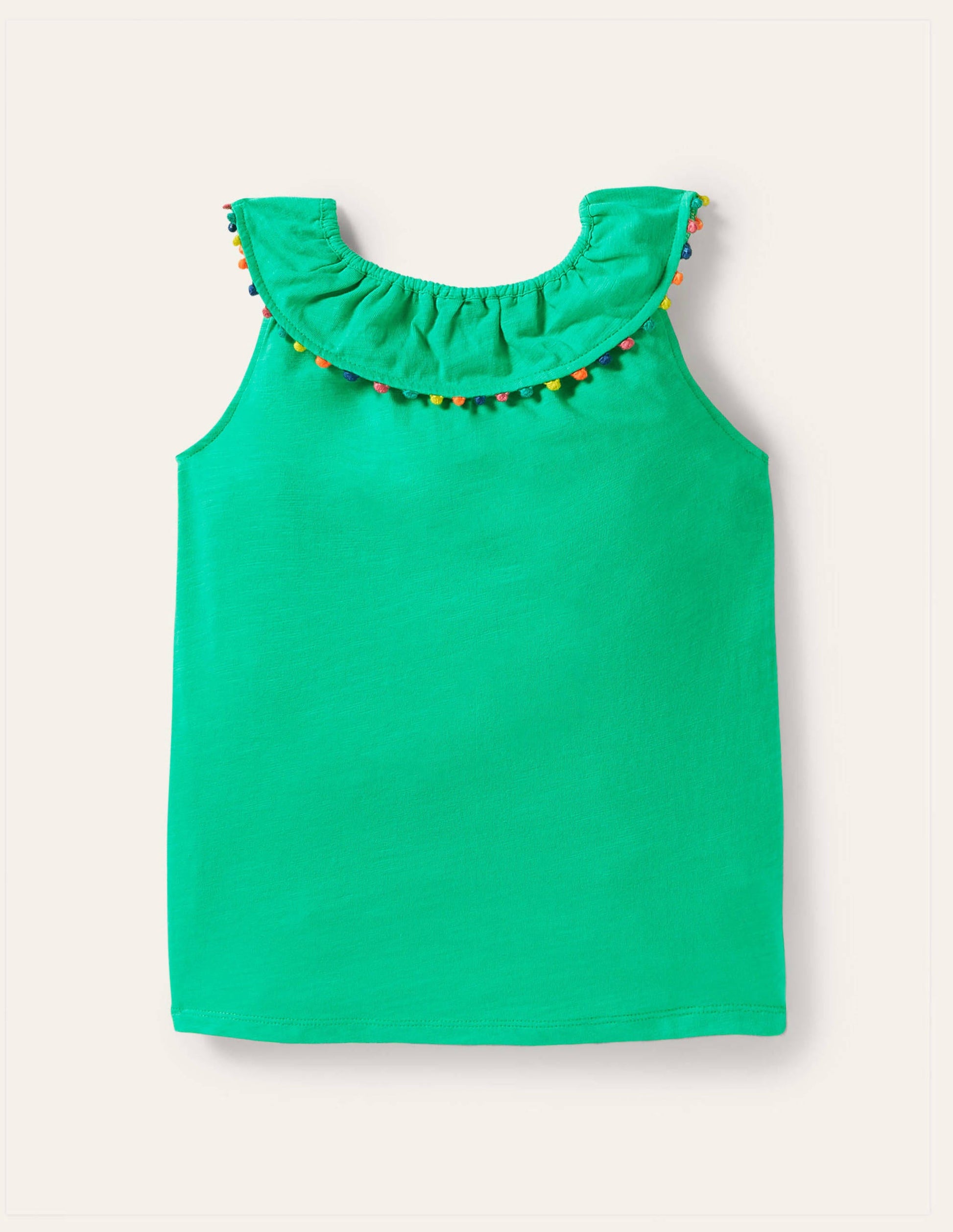 Débardeur Charlie en jersey à pompons-Vert tropical-1