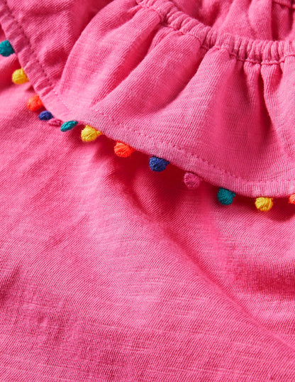 Débardeur Charlie en jersey à pompons-Rose glace à la fraise-3