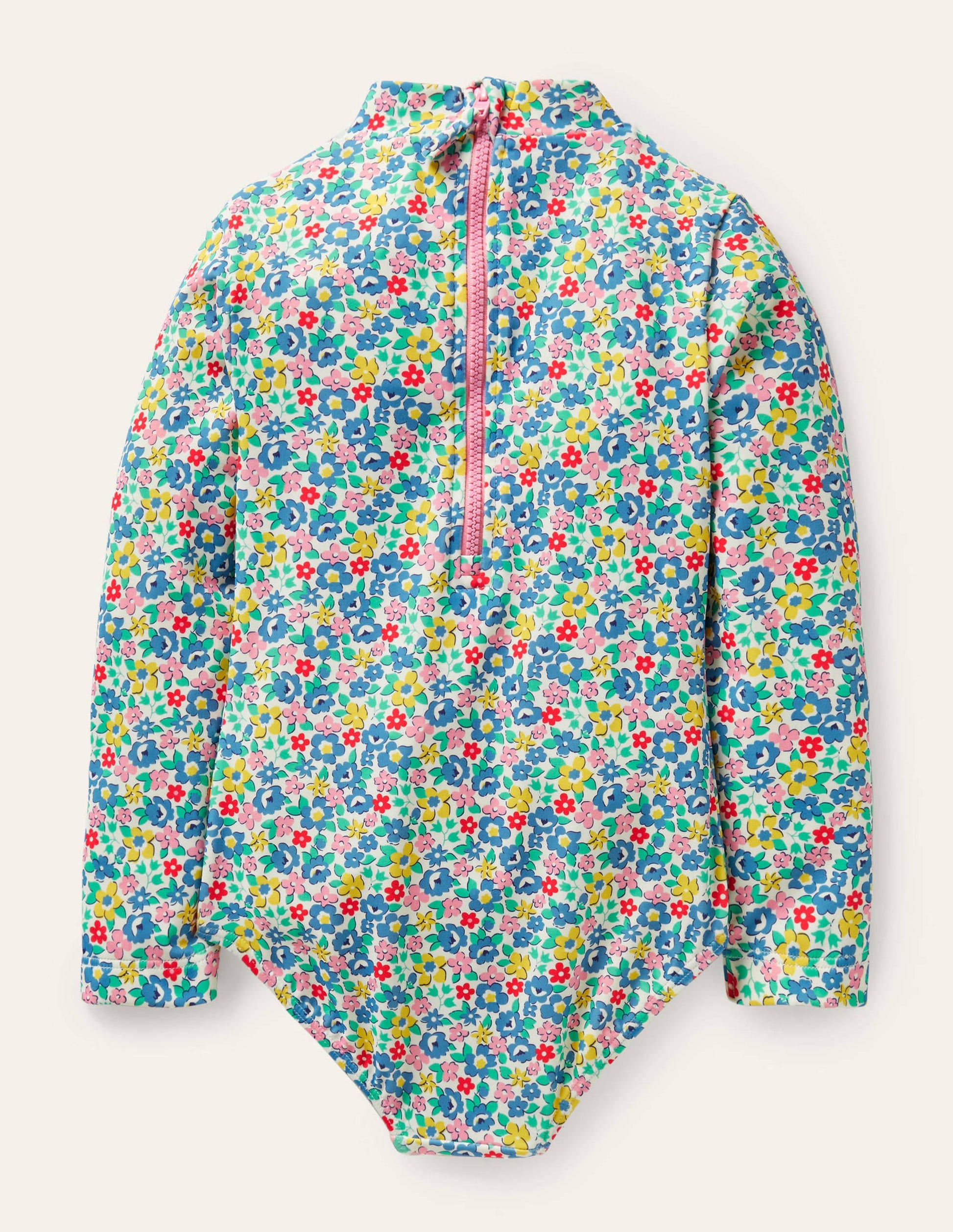Maillot de bain manches longues volanté-Motif Spring Floral bleu élisabéthain-2