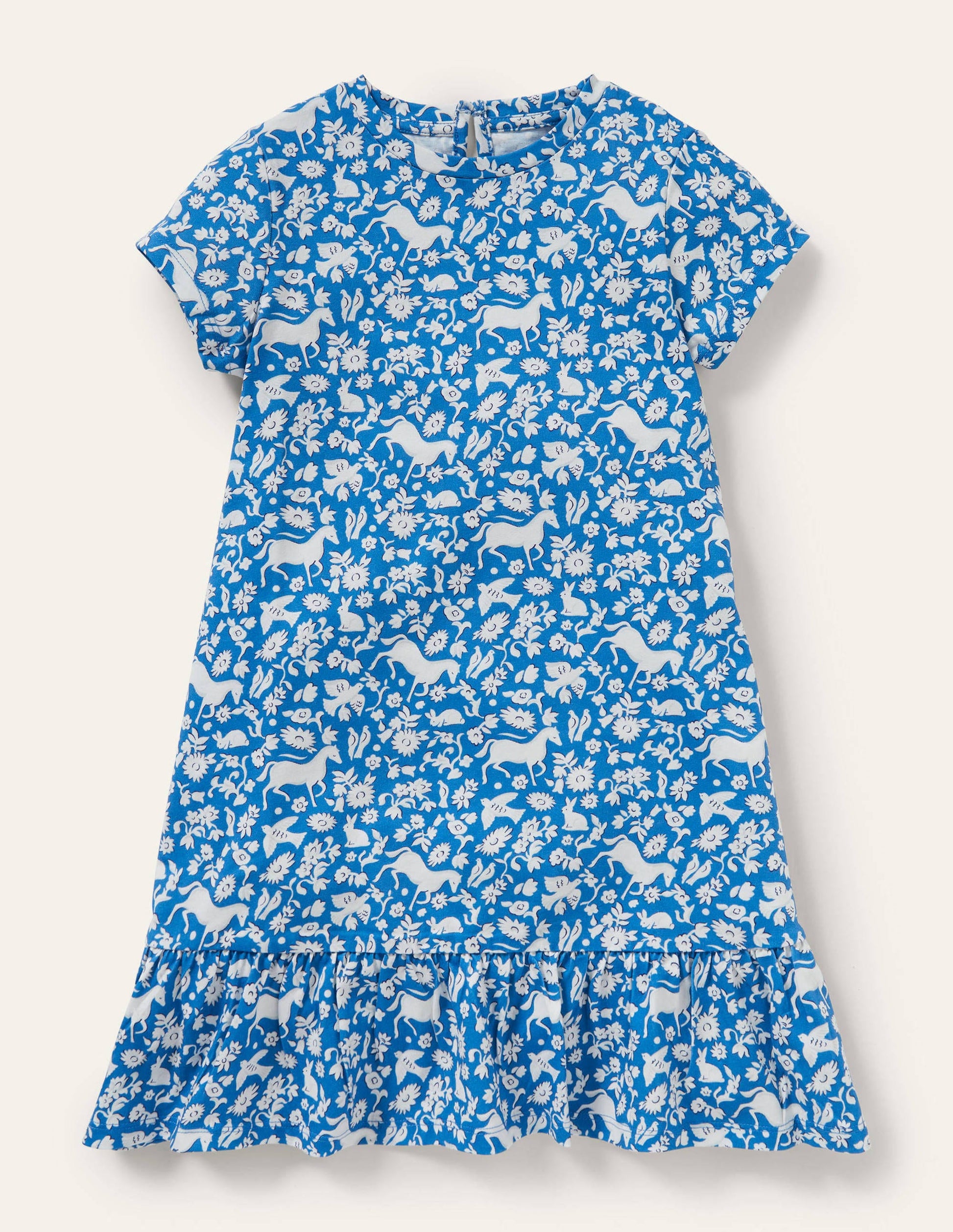 Robe en jersey à ourlet bas-Poneys sauvages bleu élisabéthain-1