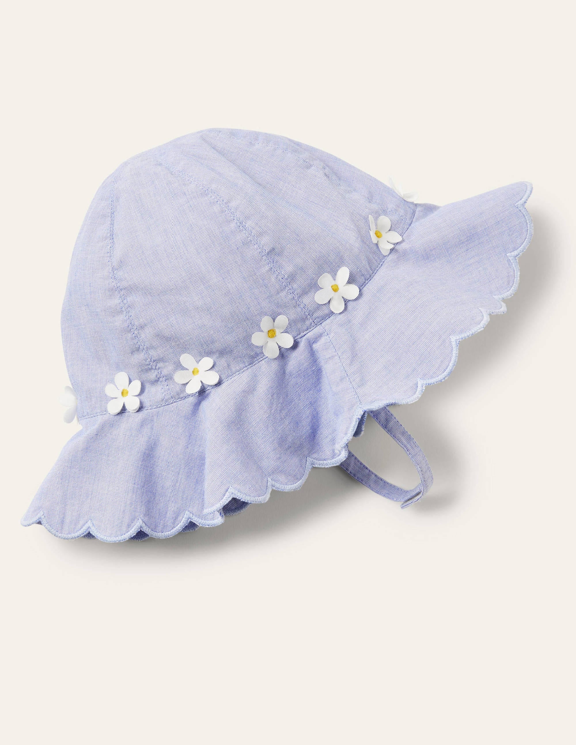 Chapeau à large bord festonné-Chambray Fleurs - Image 1