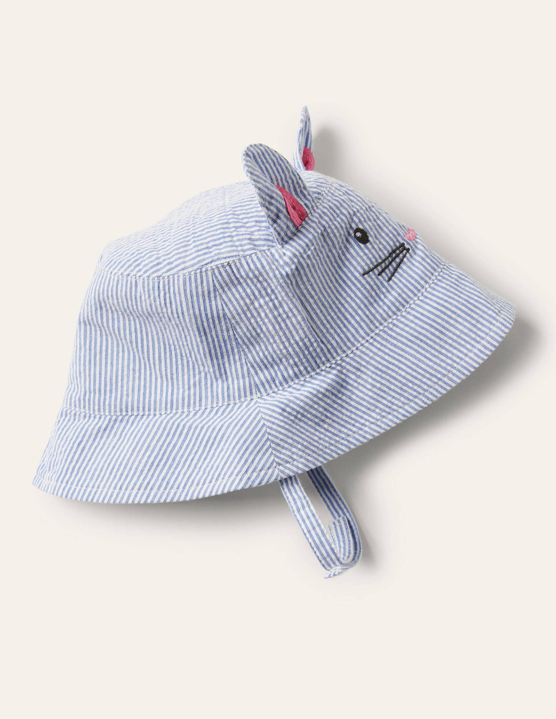Chapeau fantaisie-Lapin coutil bleu/ivoire-1