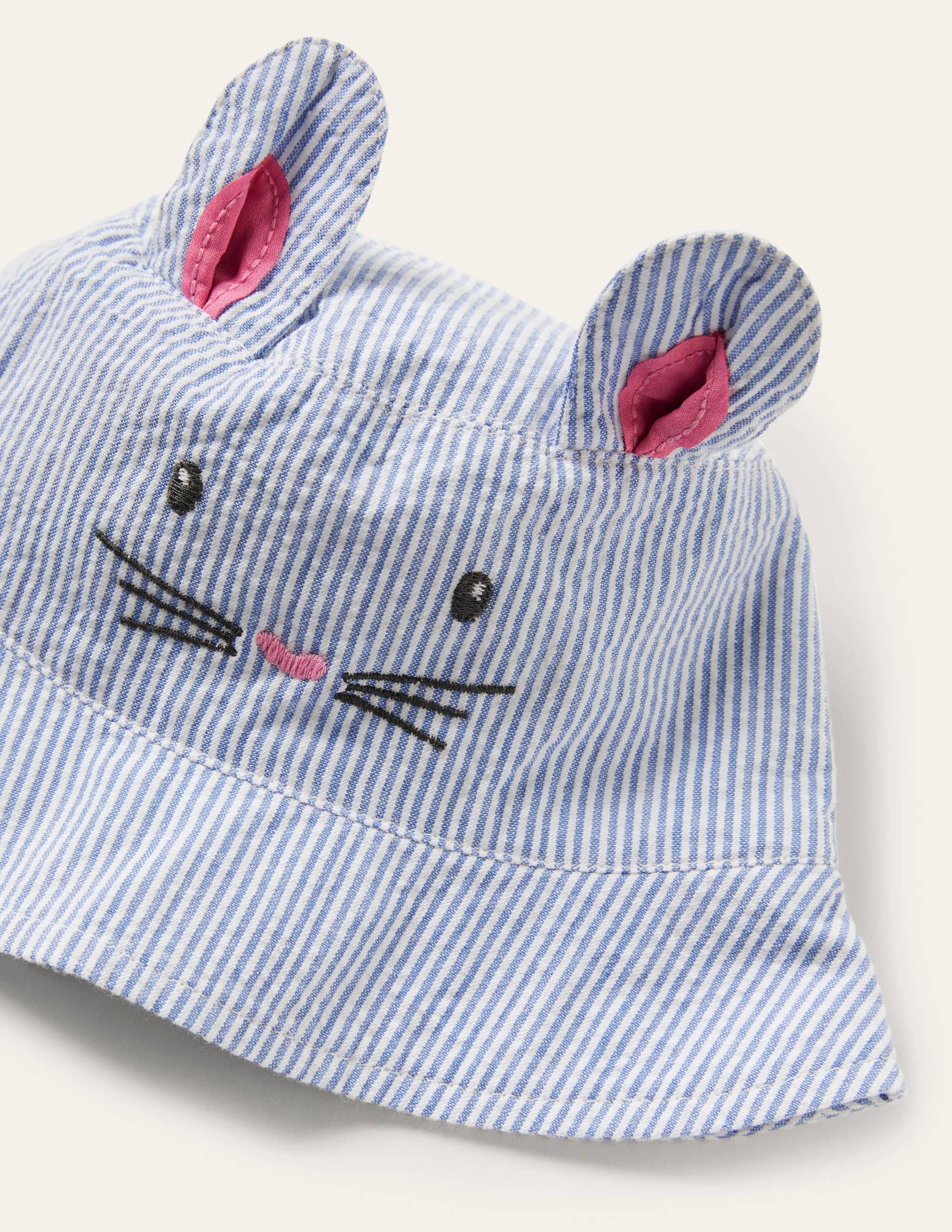 Chapeau fantaisie-Lapin coutil bleu/ivoire - Image 2