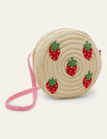Sac en paille-Fraises couleur naturelle