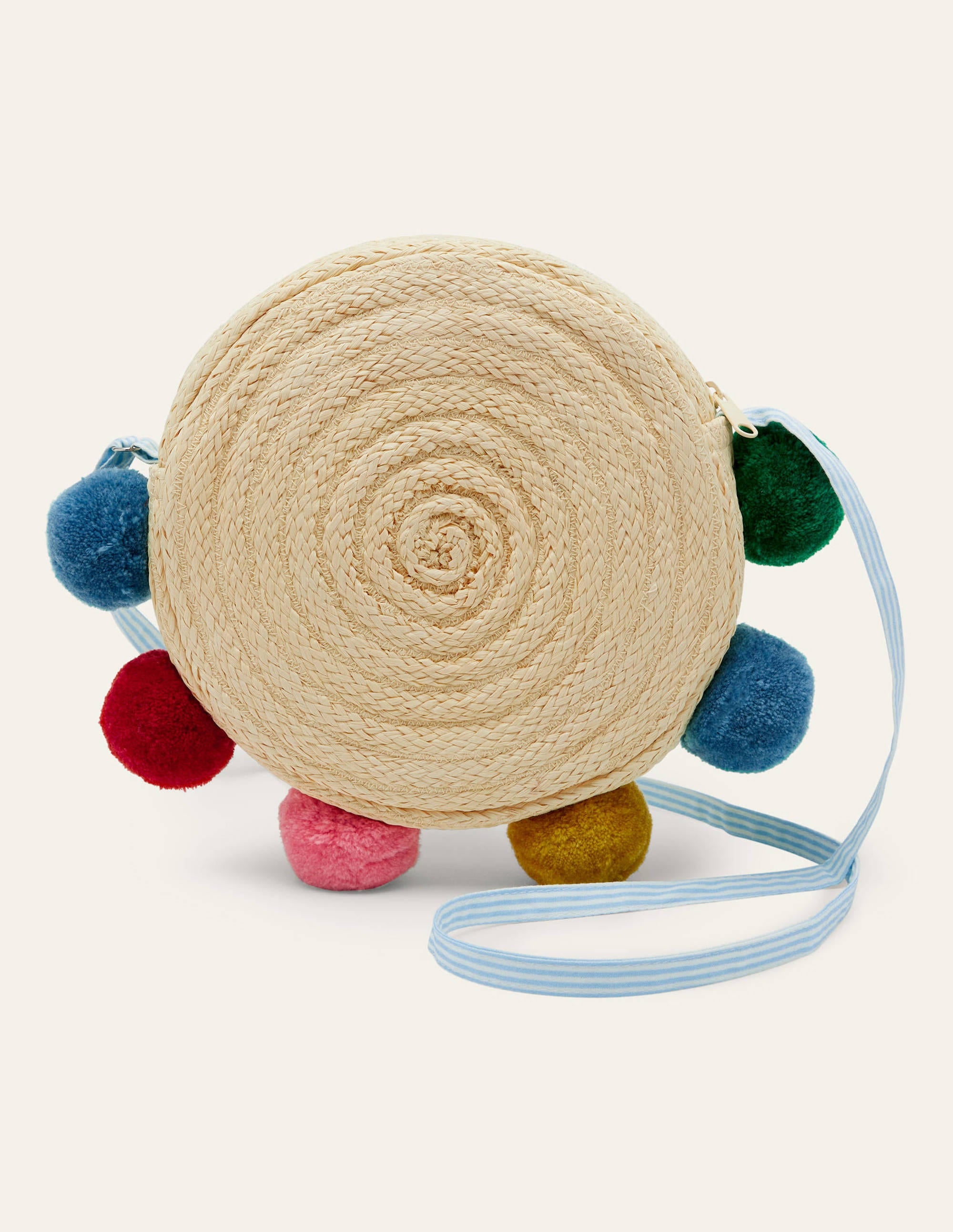 Sac en paille-Pompons arc-en-ciel - Image 2