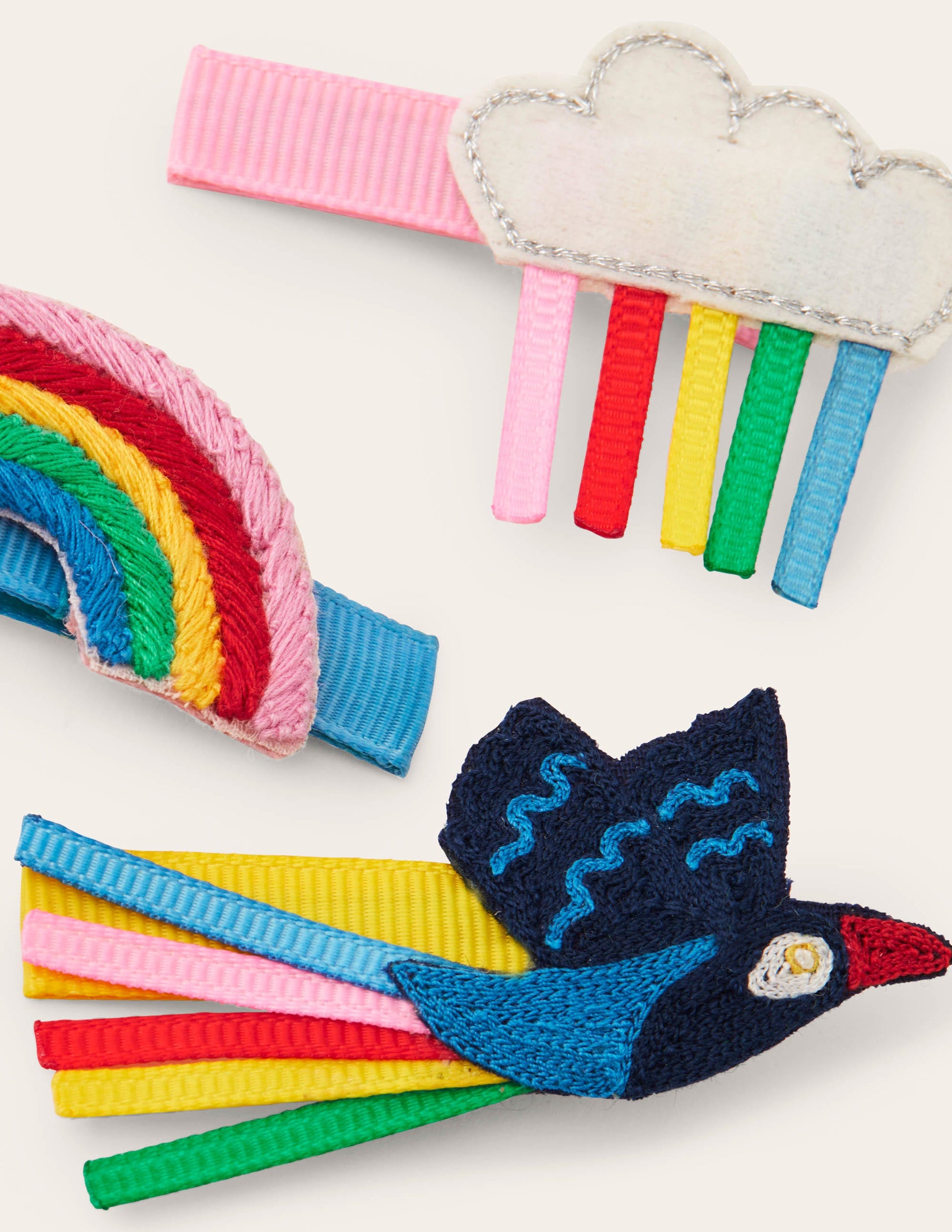 3 barrettes à cheveux fantaisie-Arc-en-ciel toucan-2
