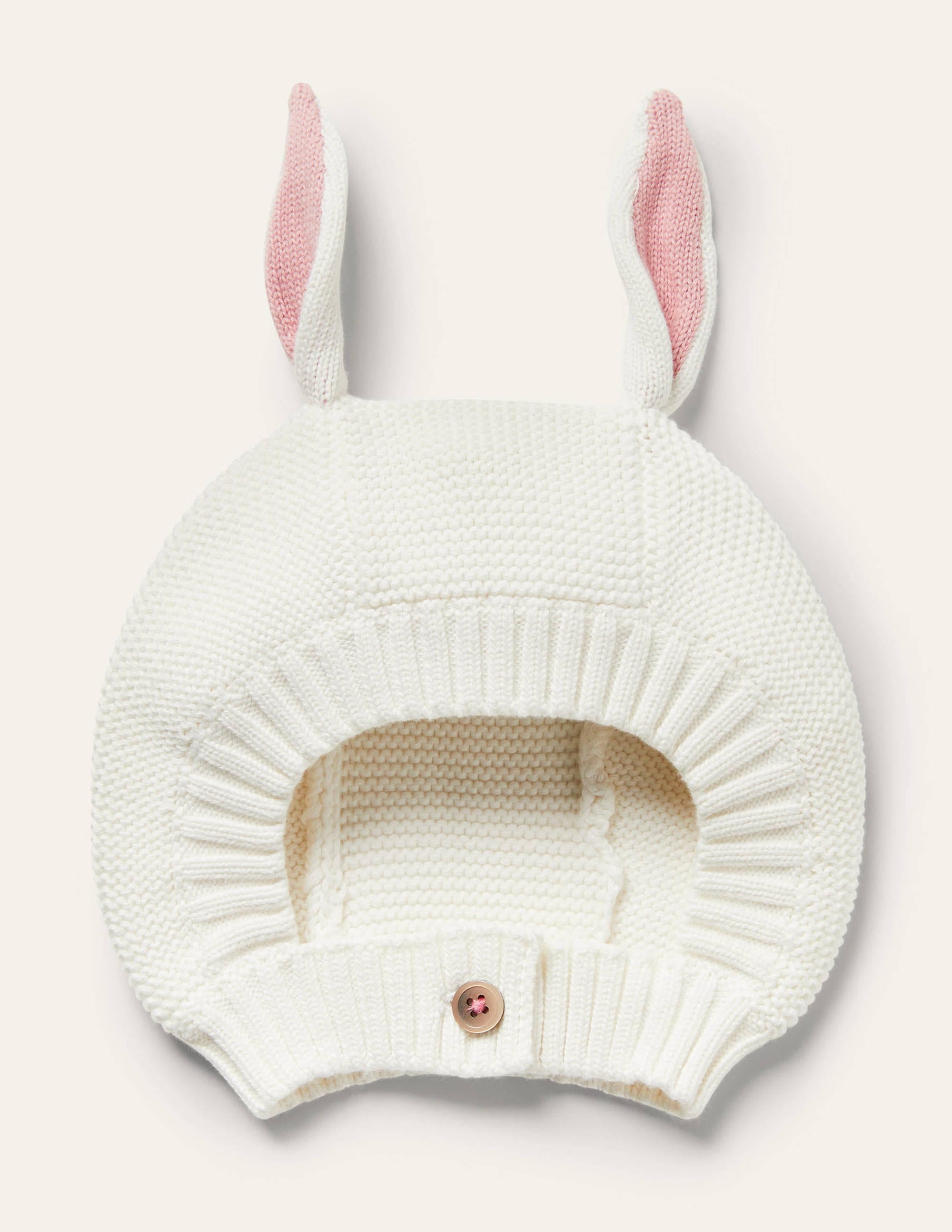 Knitted Bunny Bonnet-Ivory Bunny Ears - Image 1