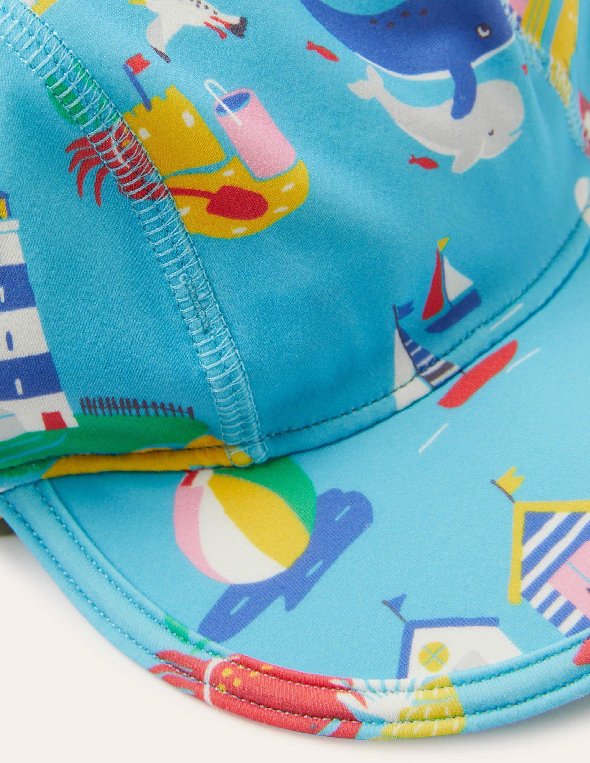 Chapeau de bain avec protection solaire (bébé fille)-Paysage littoral aigue-marine - Image 2