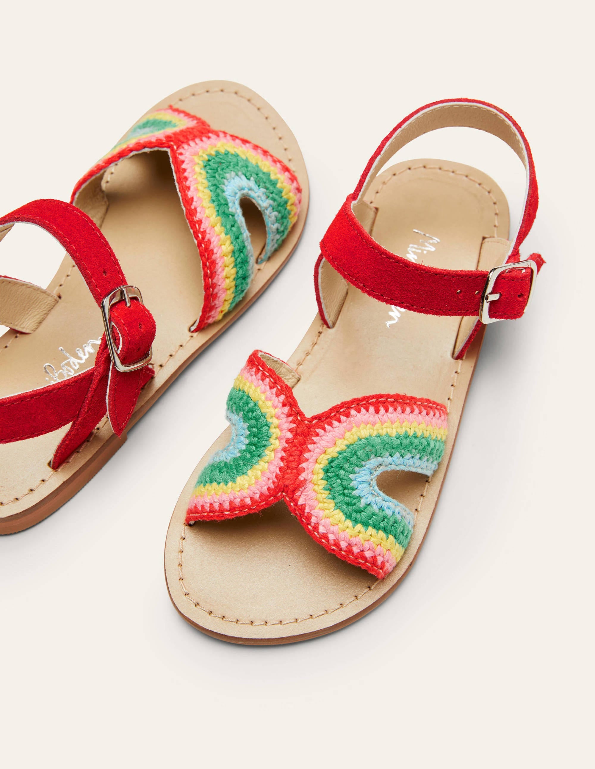 Sandales en crochet-Rouge arc-en-ciel - Image 1
