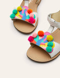 Fun Leather Sandals-Multi Peacock