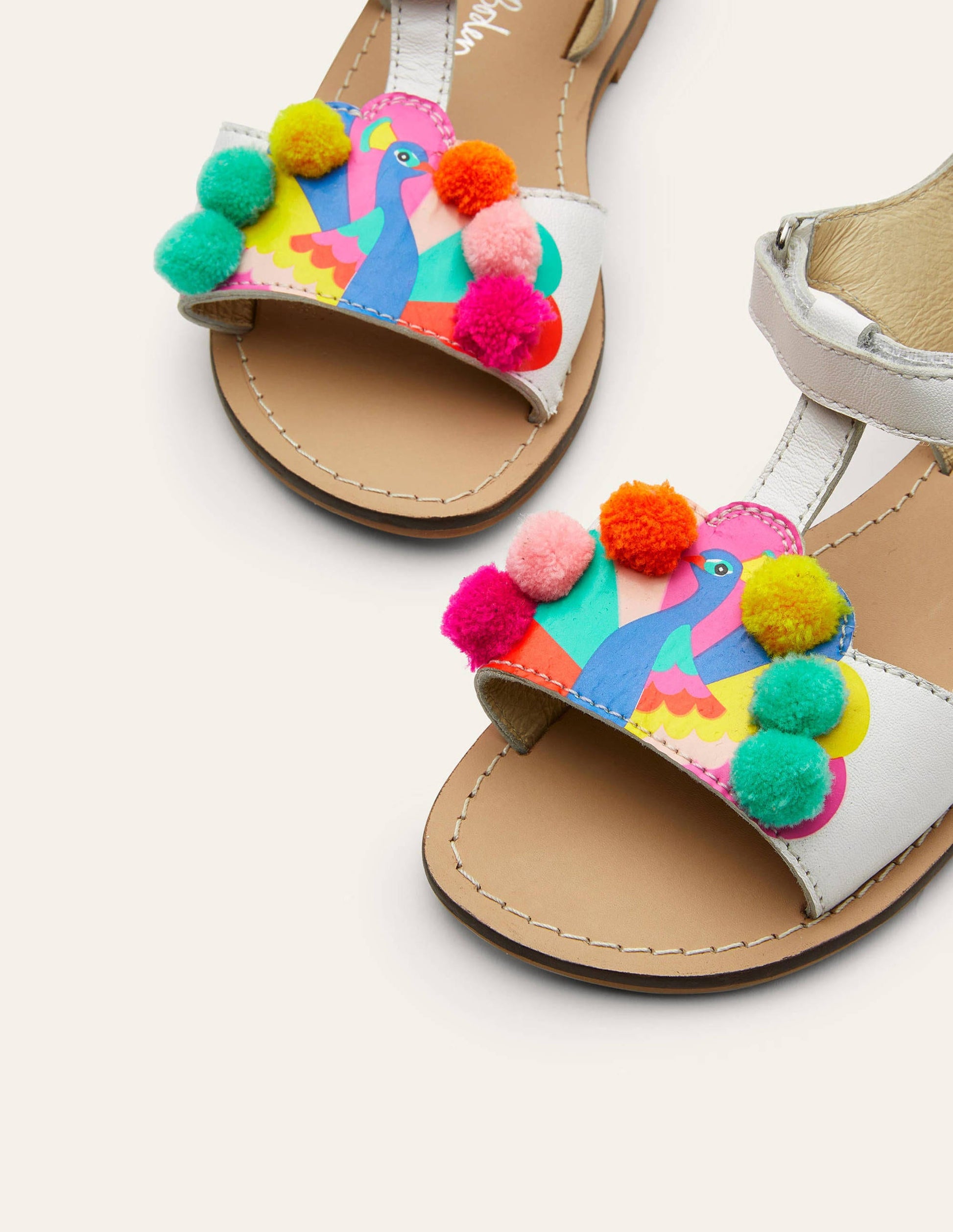 Fun Leather Sandals-Multi Peacock-1