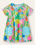 Tunique manches courtes imprimée-Fruit tropical rose bonheur