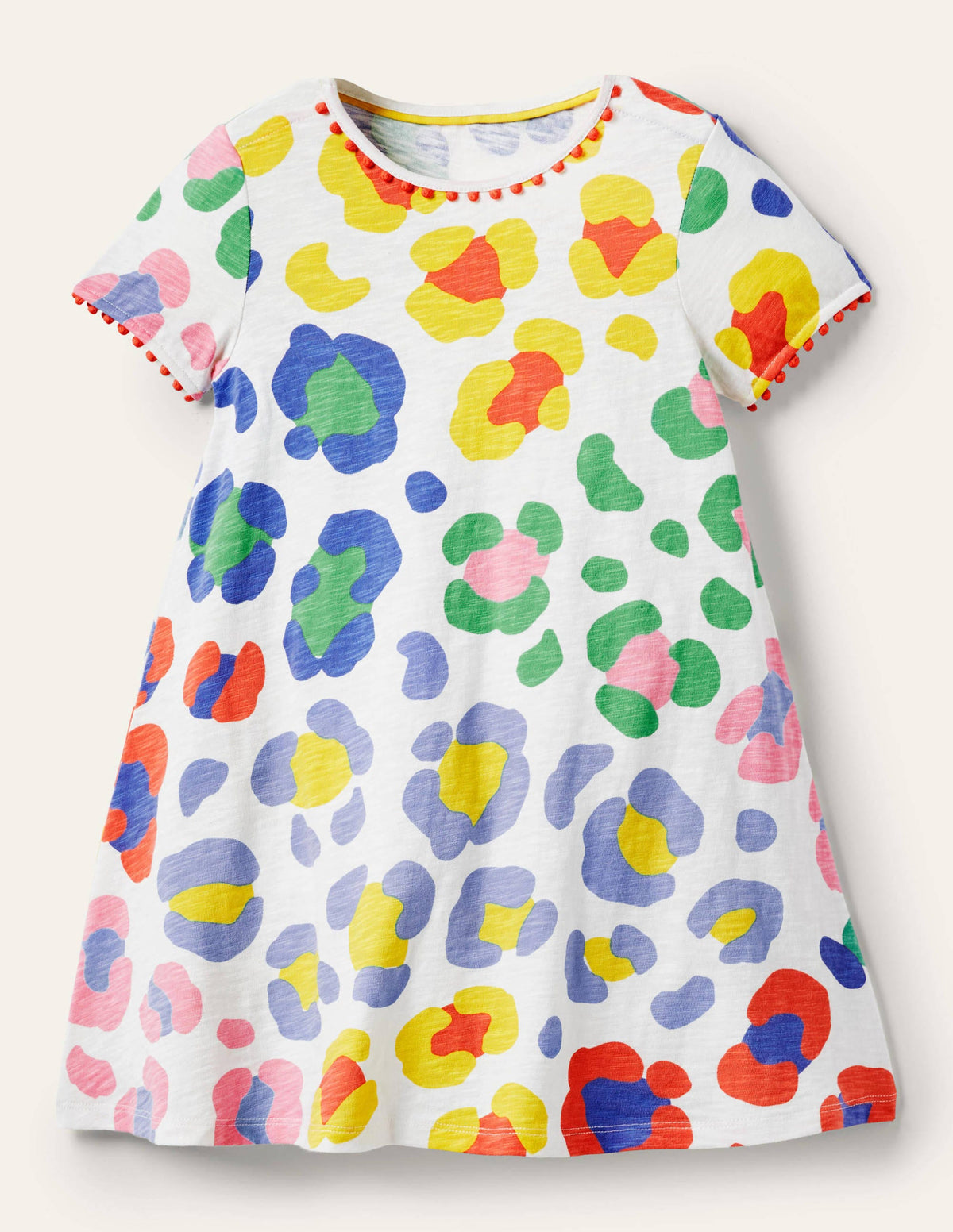 Charlie Jerseykleid mit Bommeln-Bunt, Leopardenmuster-1